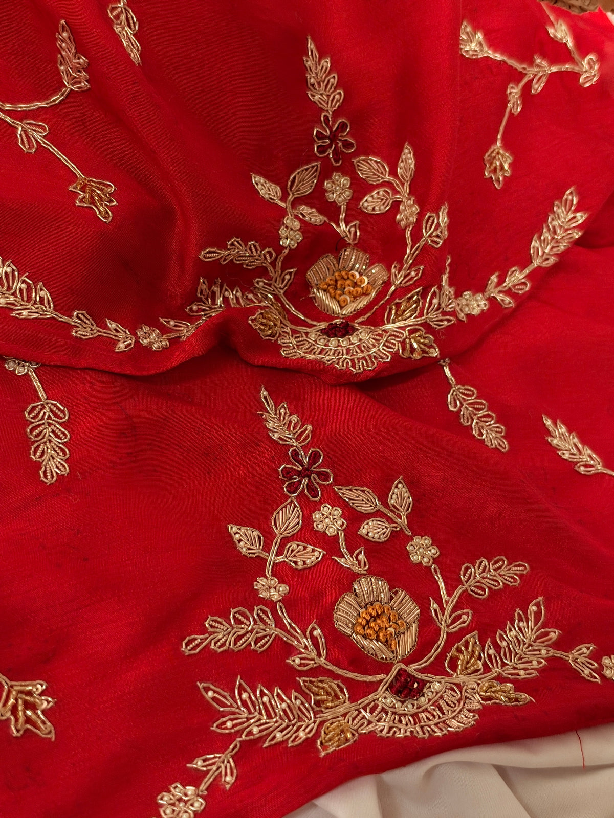 Laal Ishq zardosi kora Banarasi saree