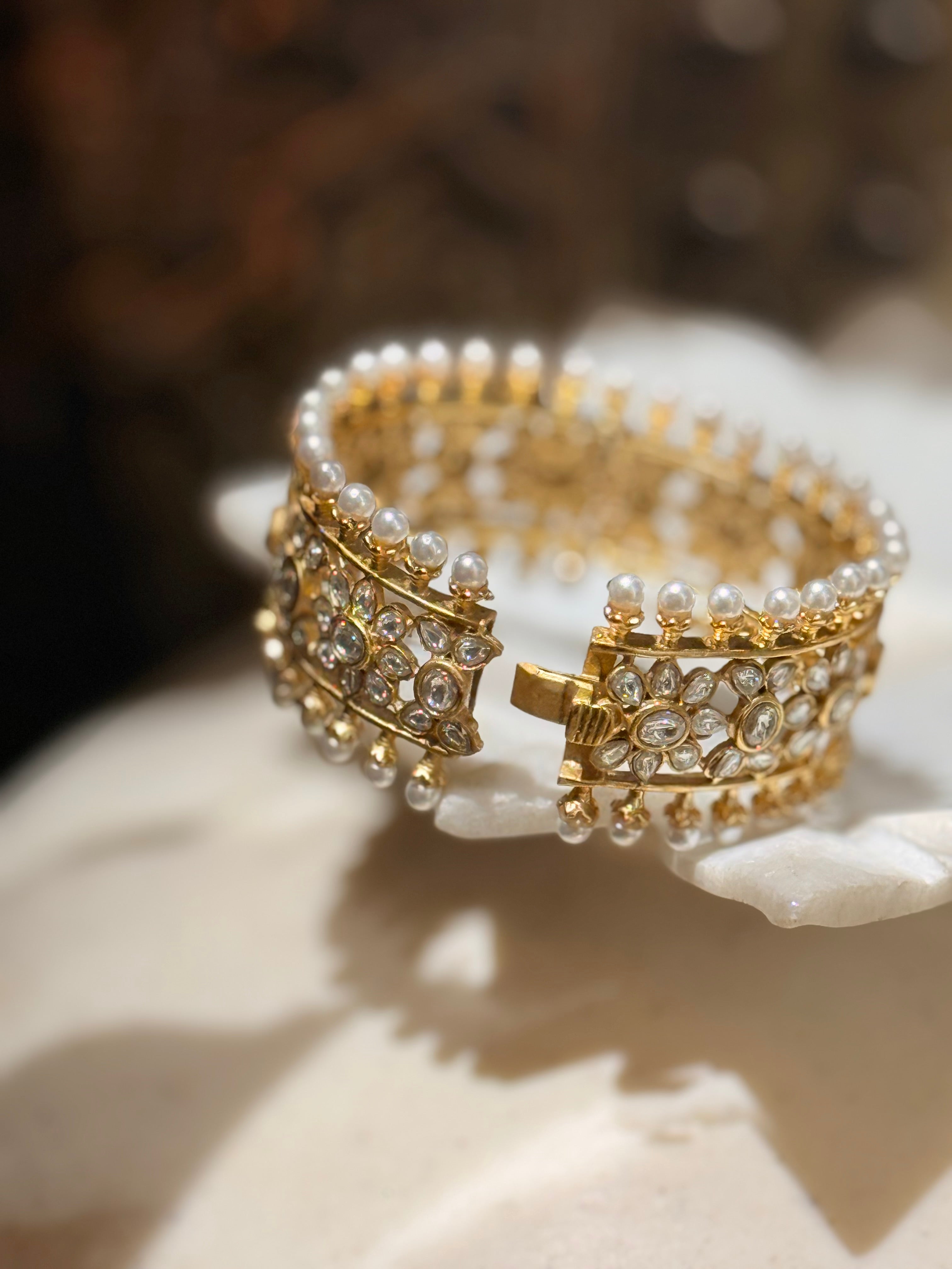 Polki motichur Bangle