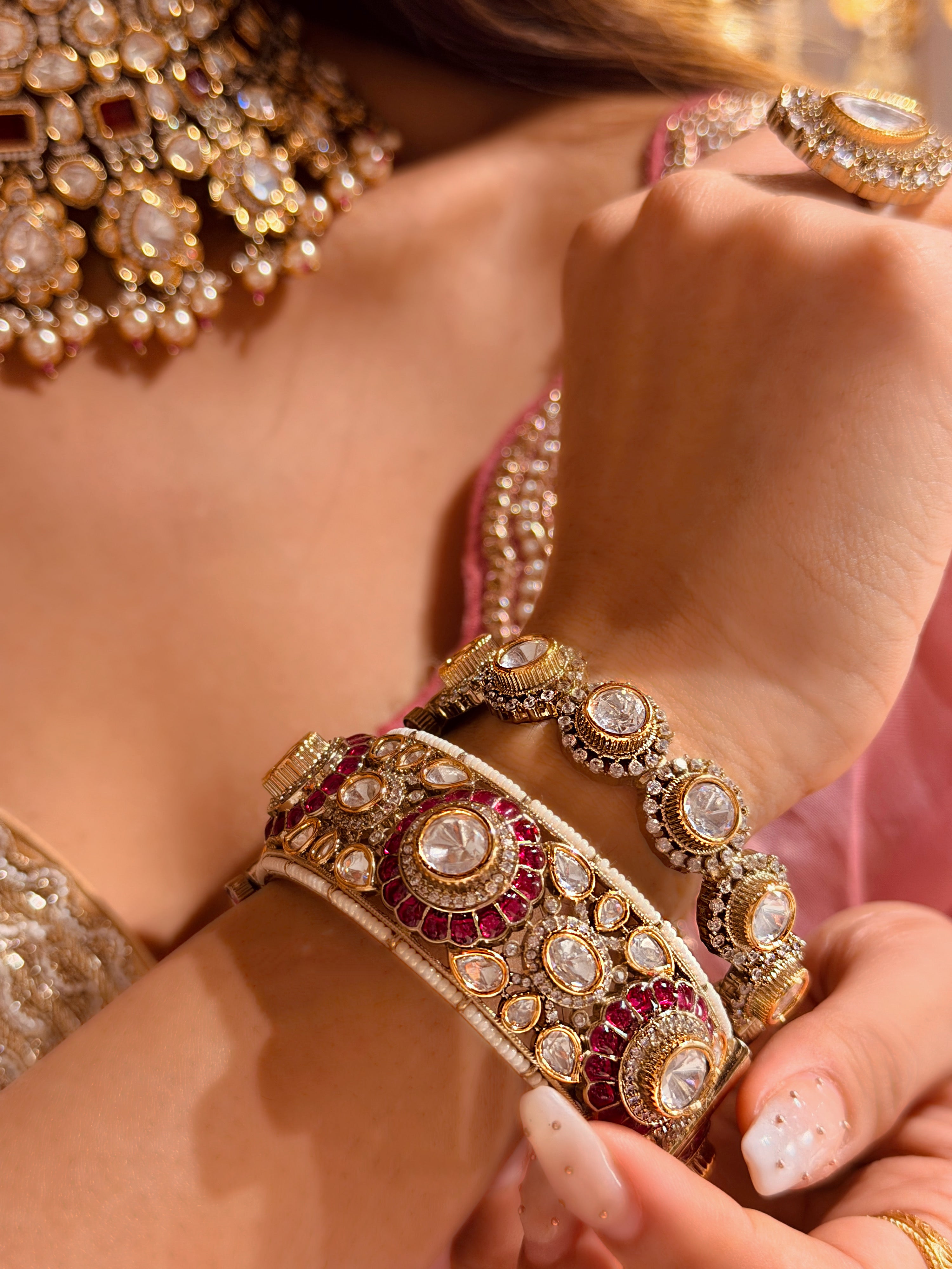 Mahodari Red polki Bangle