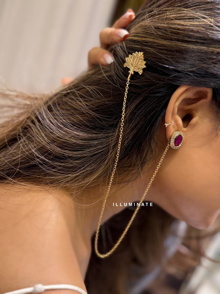Lotus Ear chain stud