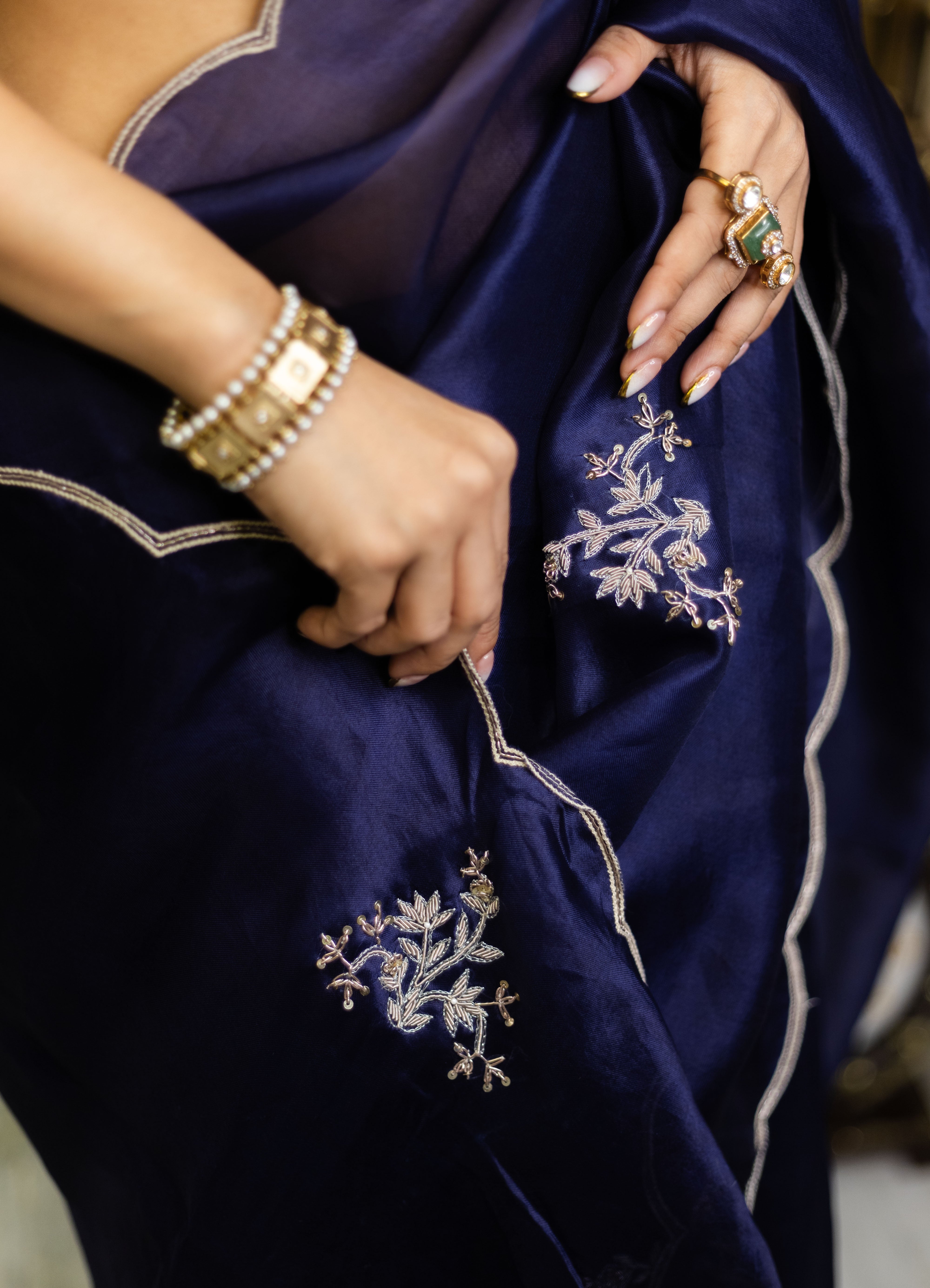 Royal Blue Aqua Garden Saree