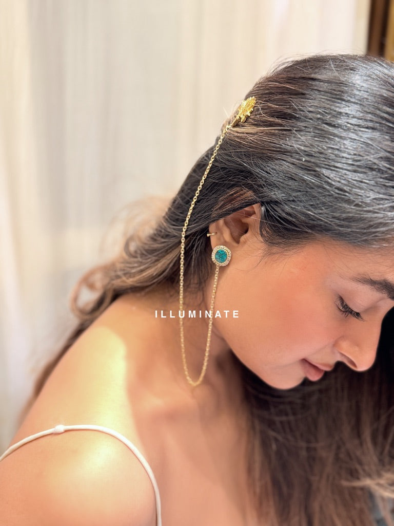 Lotus Ear chain stud