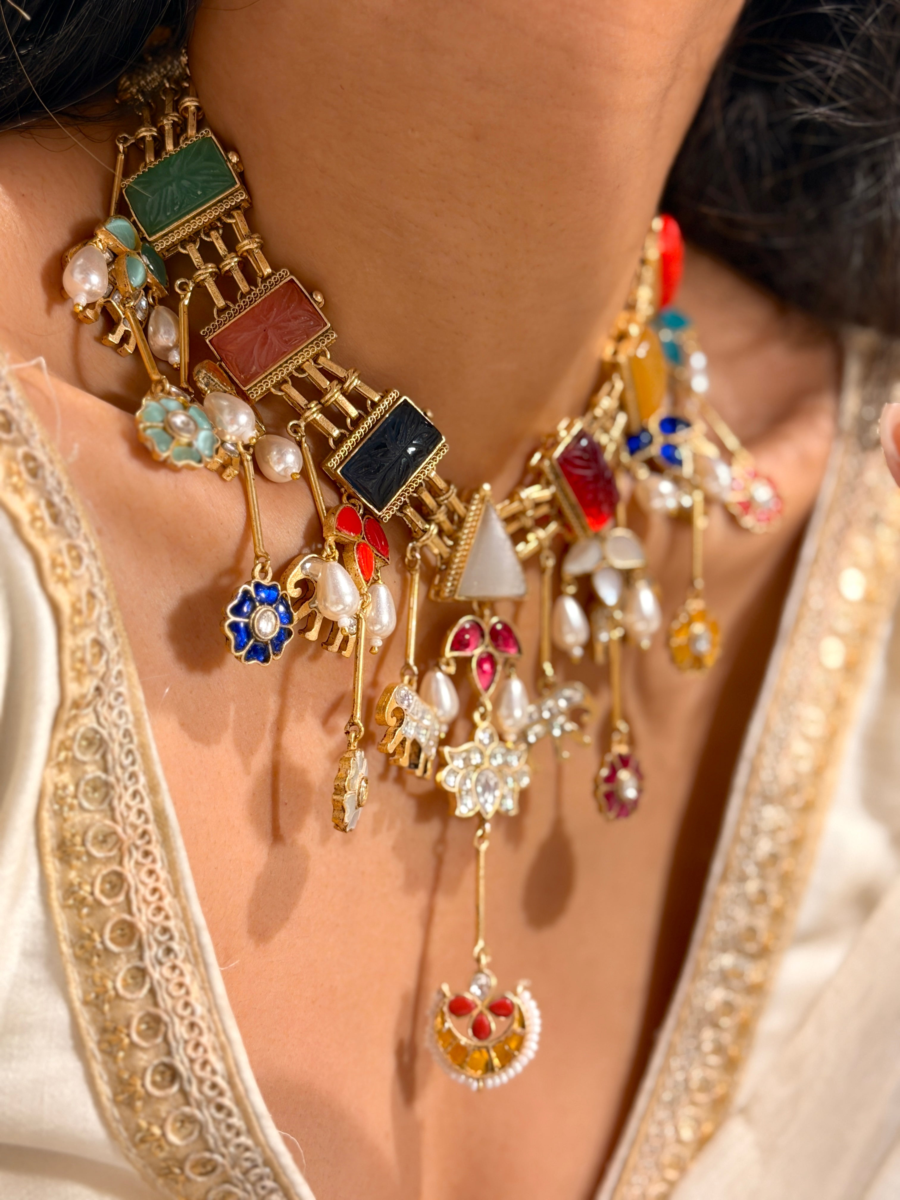 Navratan Sitara jadau Necklace