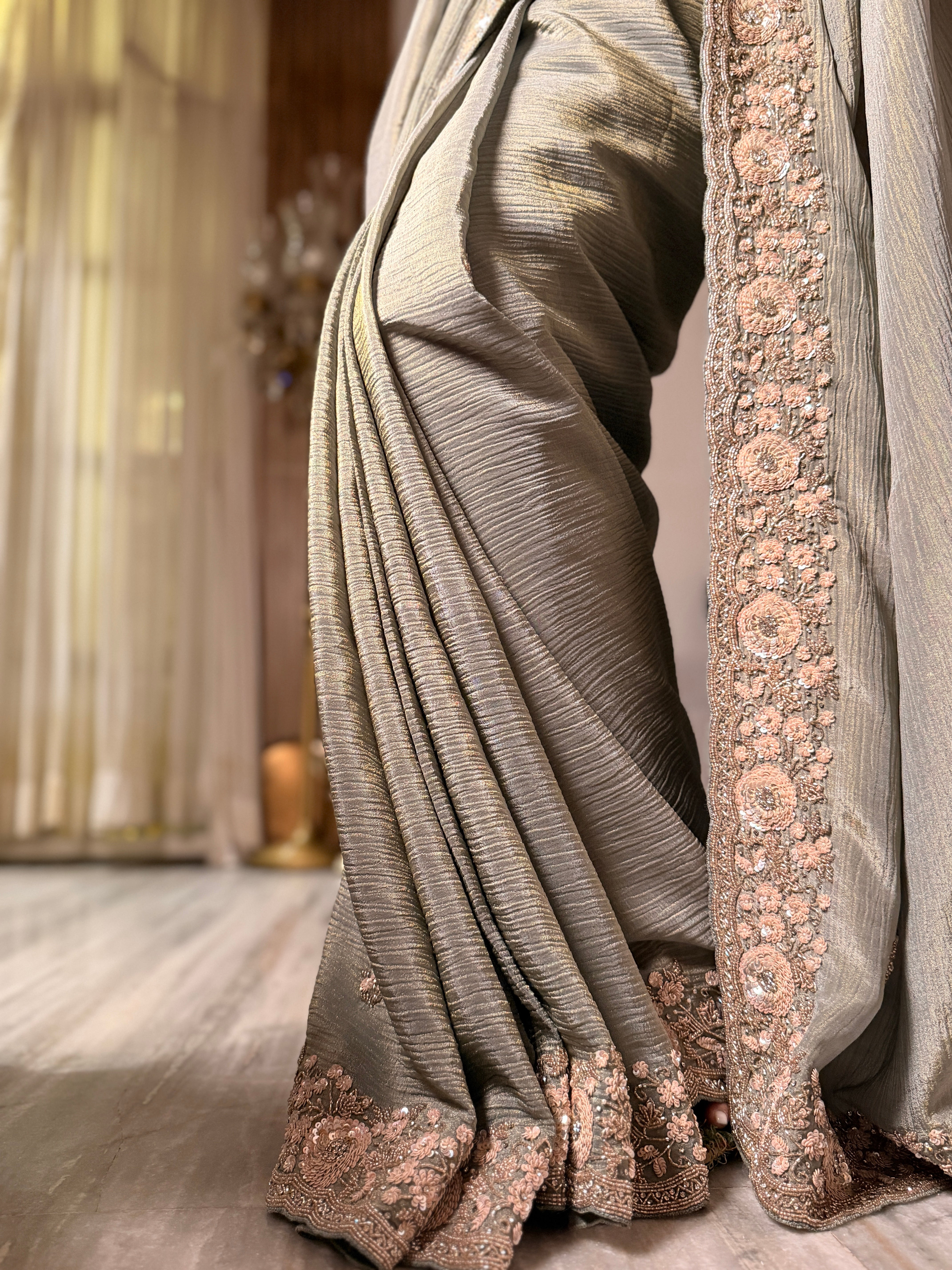 Sage sequin Dahlia Saree
