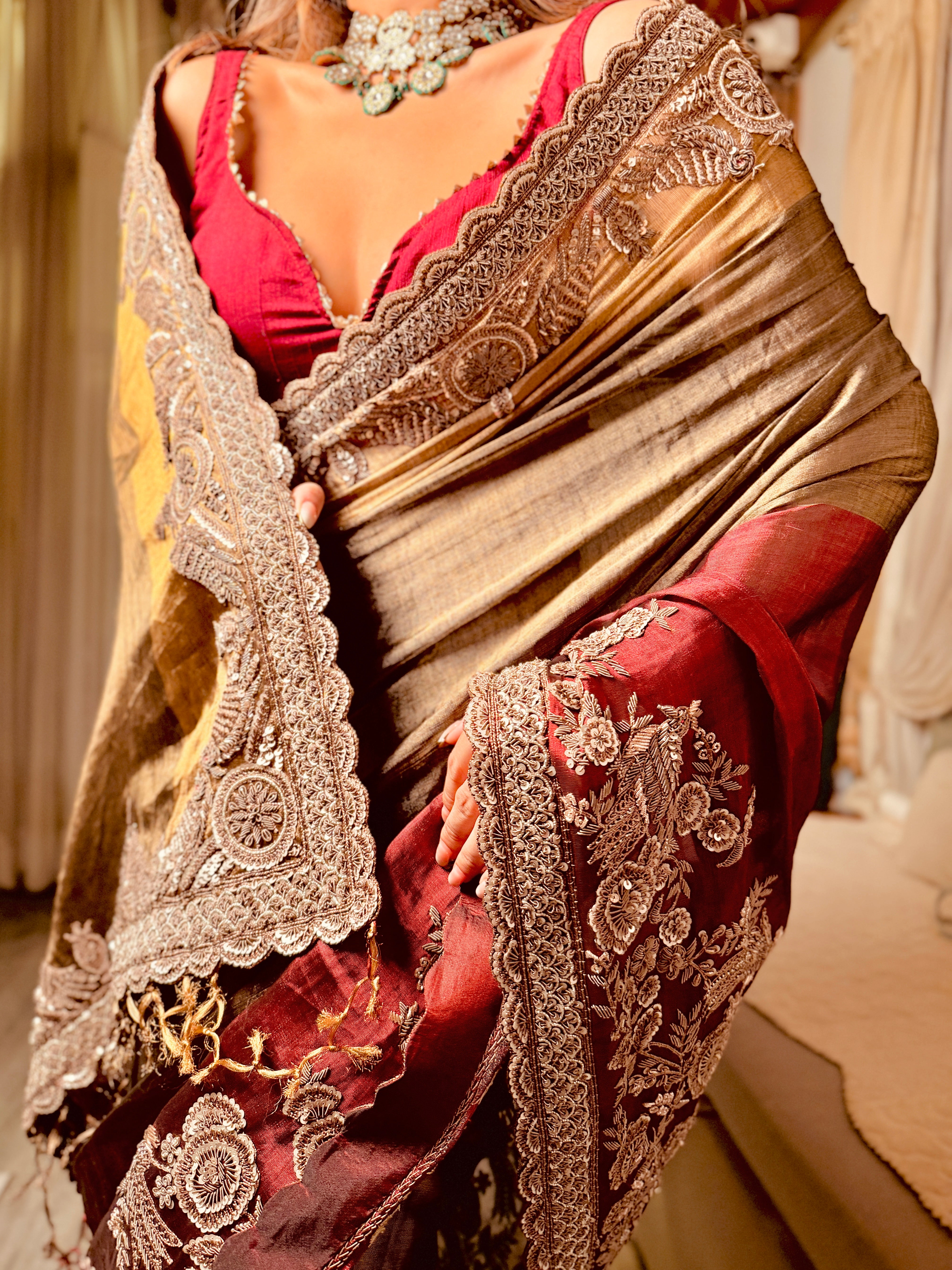 Empress Maroon Regal Saree