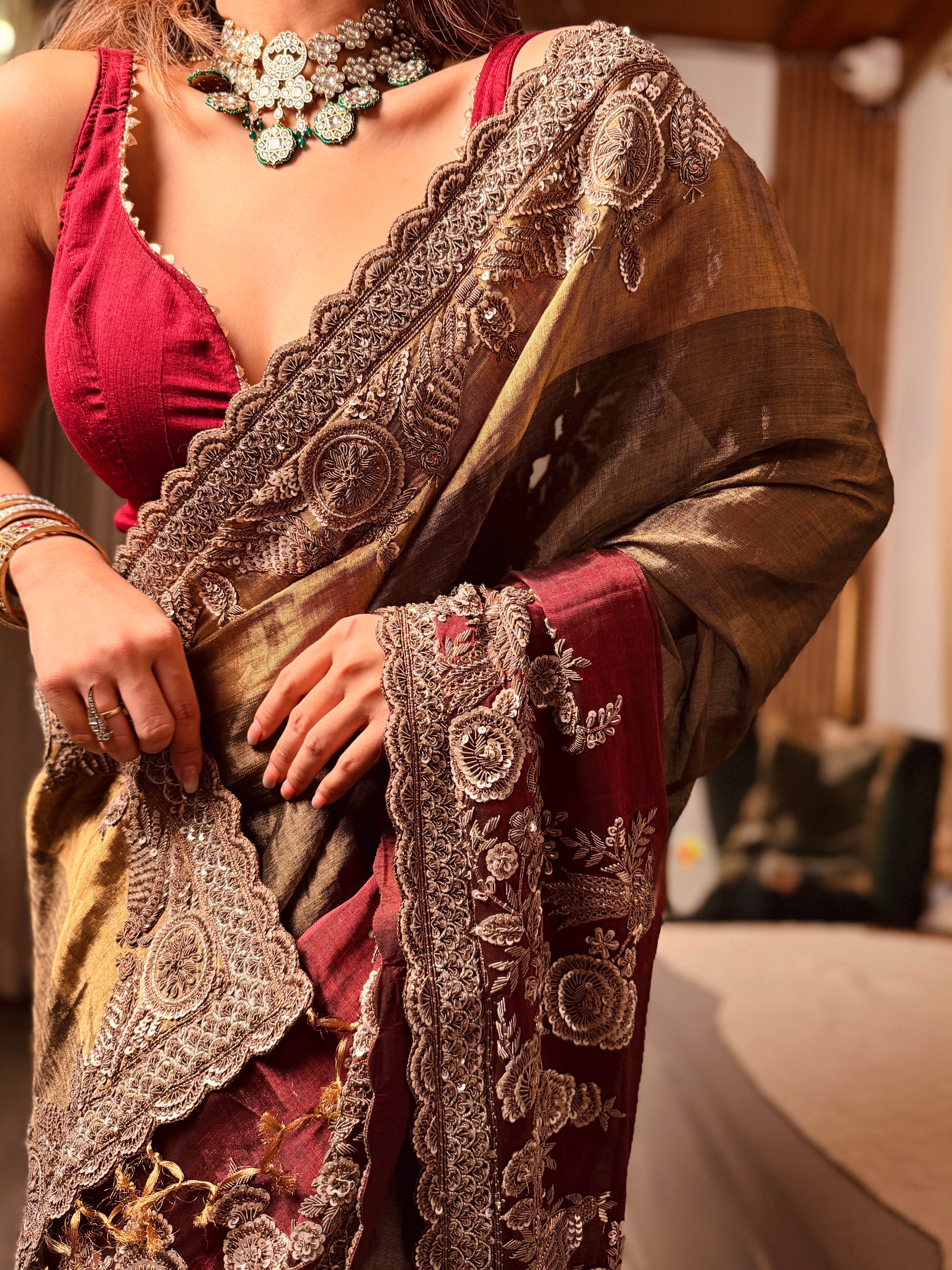Empress Maroon Regal Saree