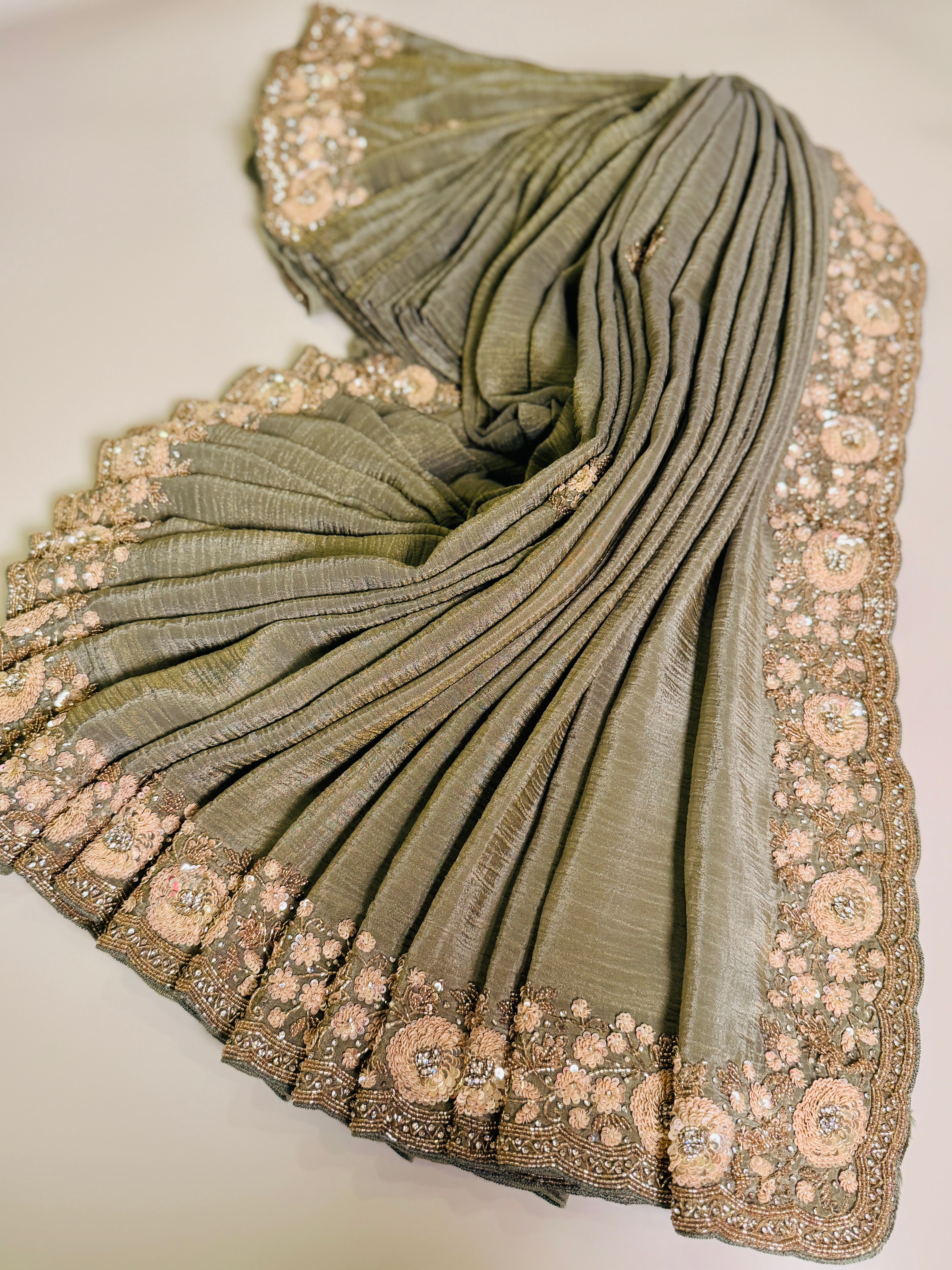 Sage sequin Dahlia Saree