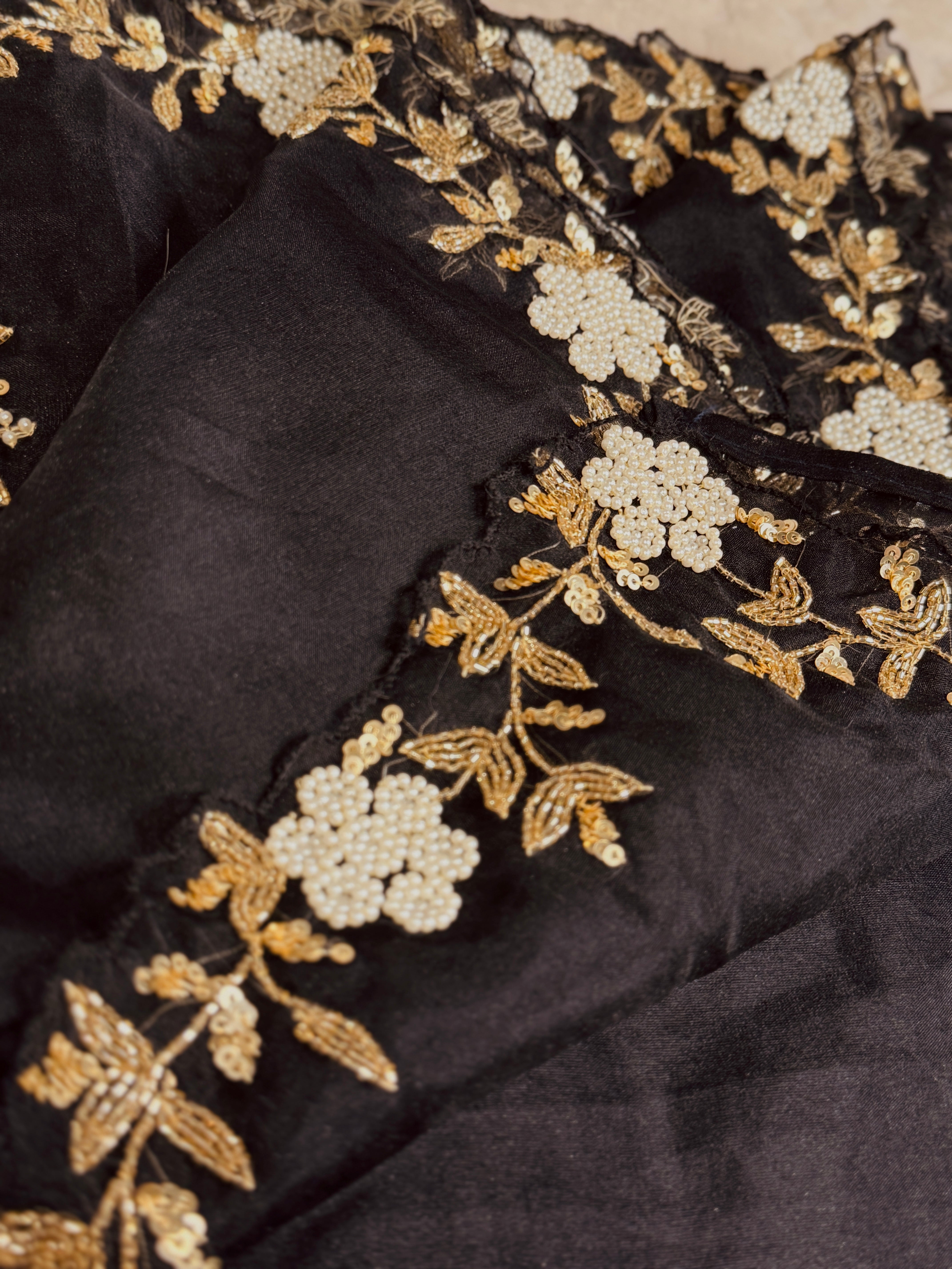 Black Designer premium organza saree