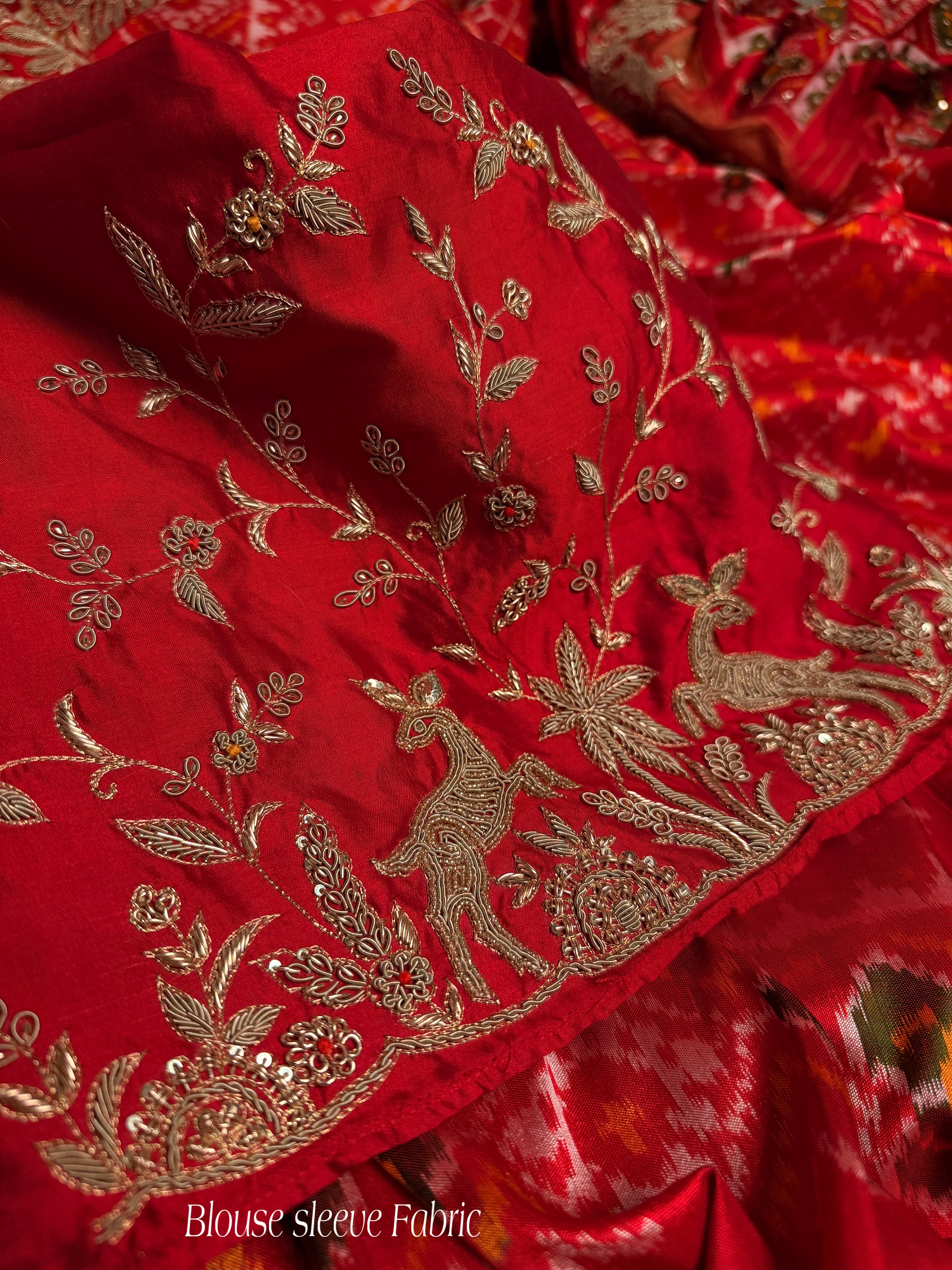 Double Ikkat pure Patola silk with zardosi heavy hand-embroidery