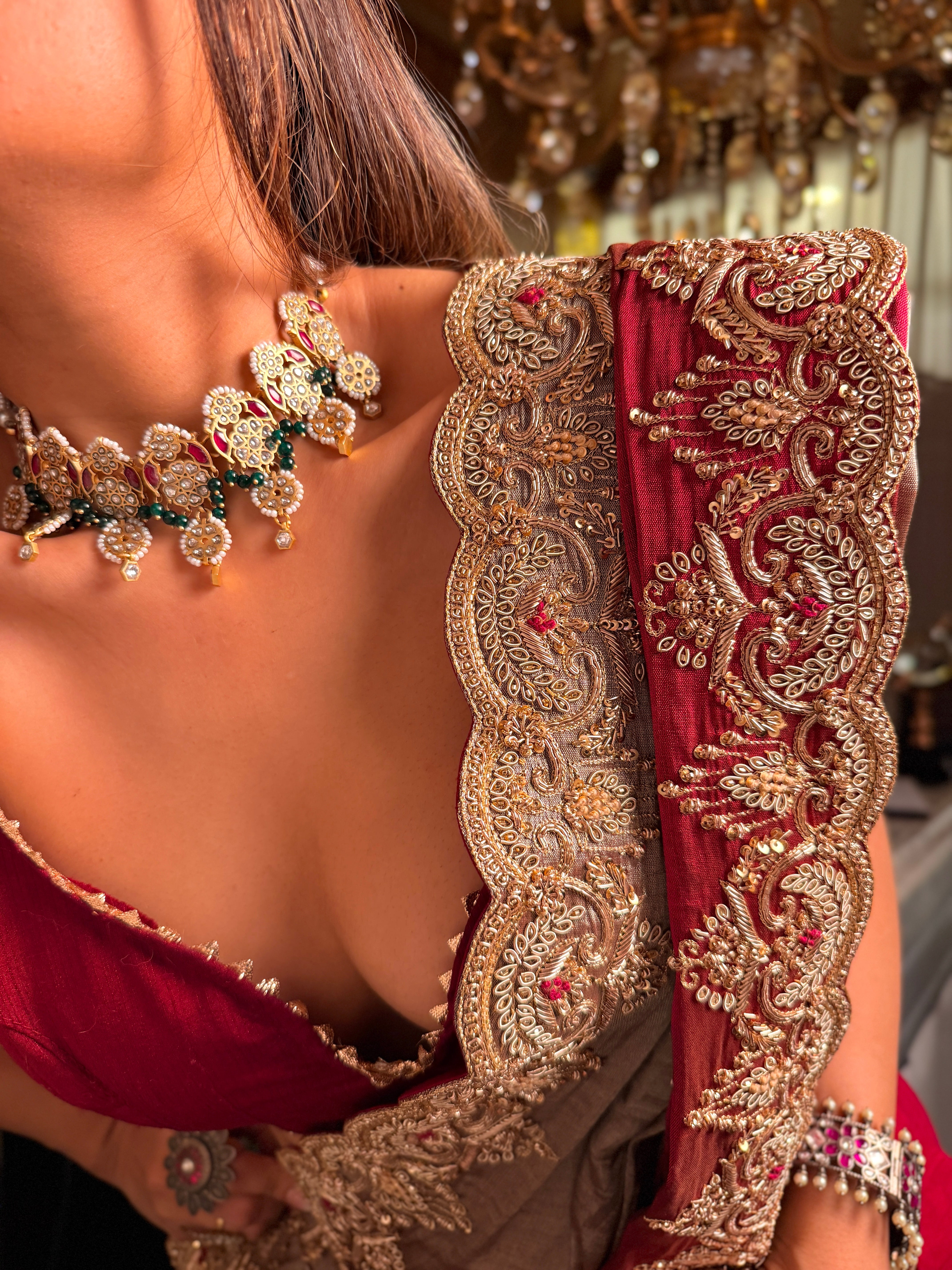 Abroo classic Tissue Zardosi Saree