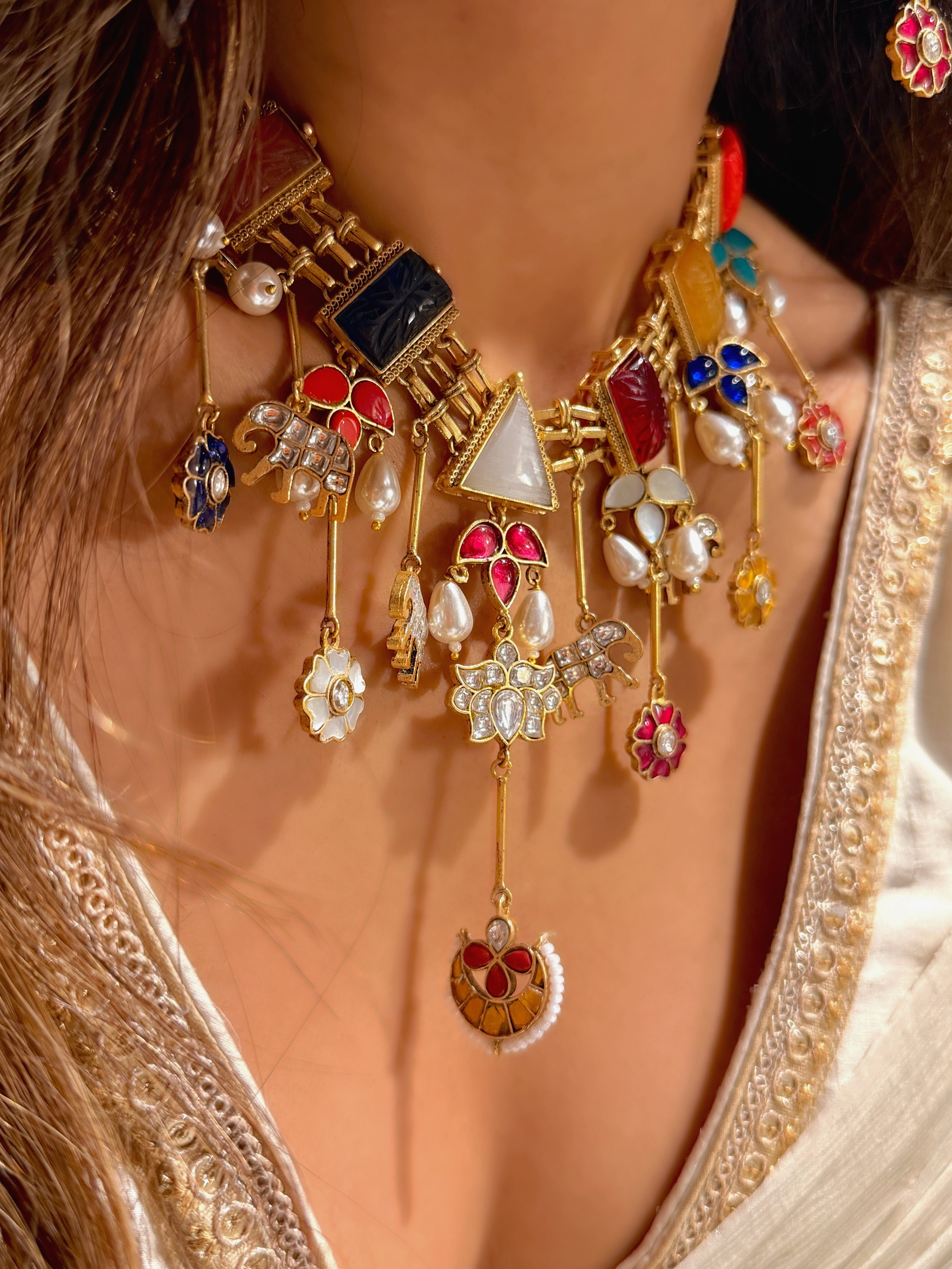 Navratan Sitara jadau Necklace