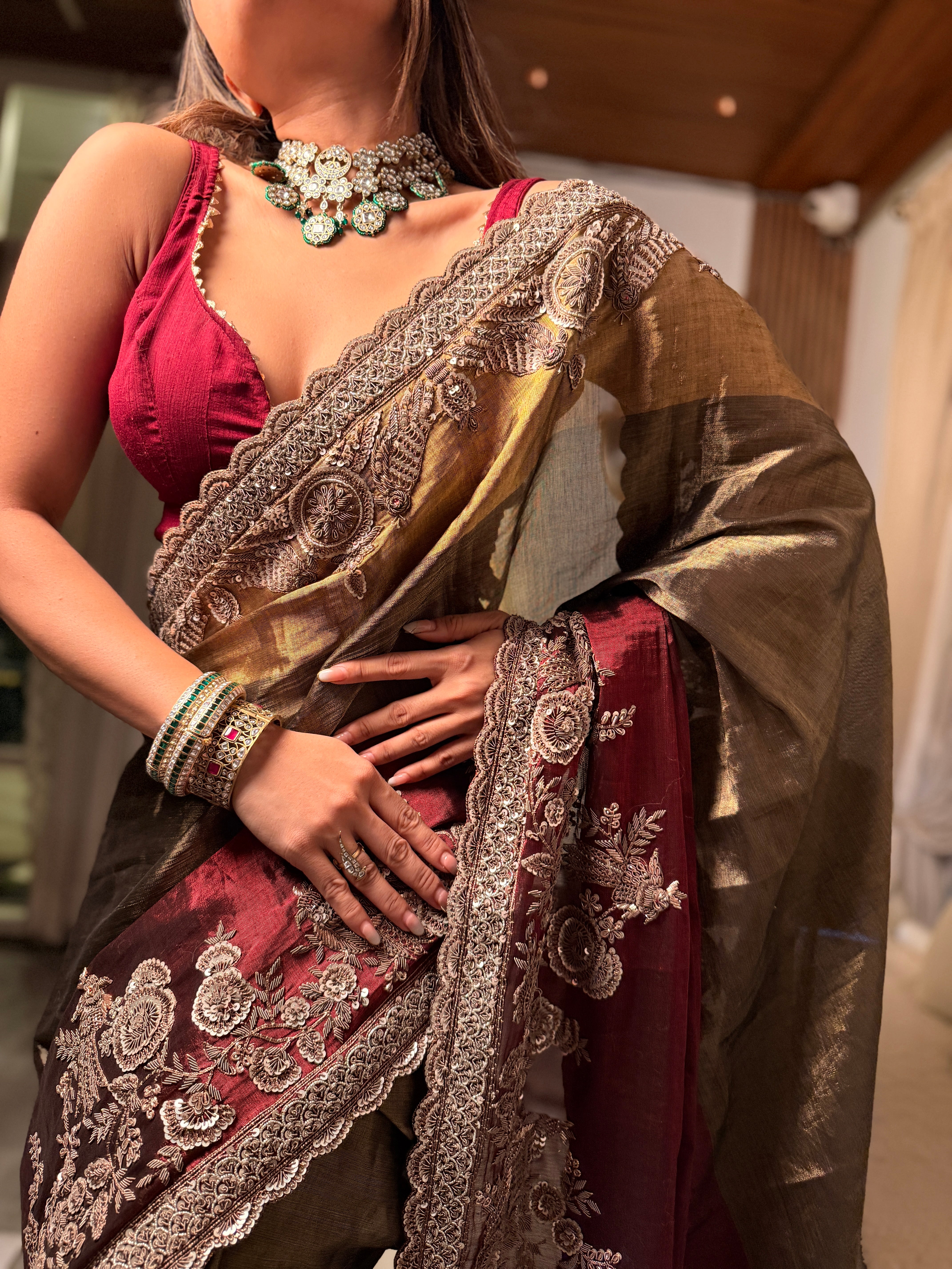 Empress Maroon Regal Saree