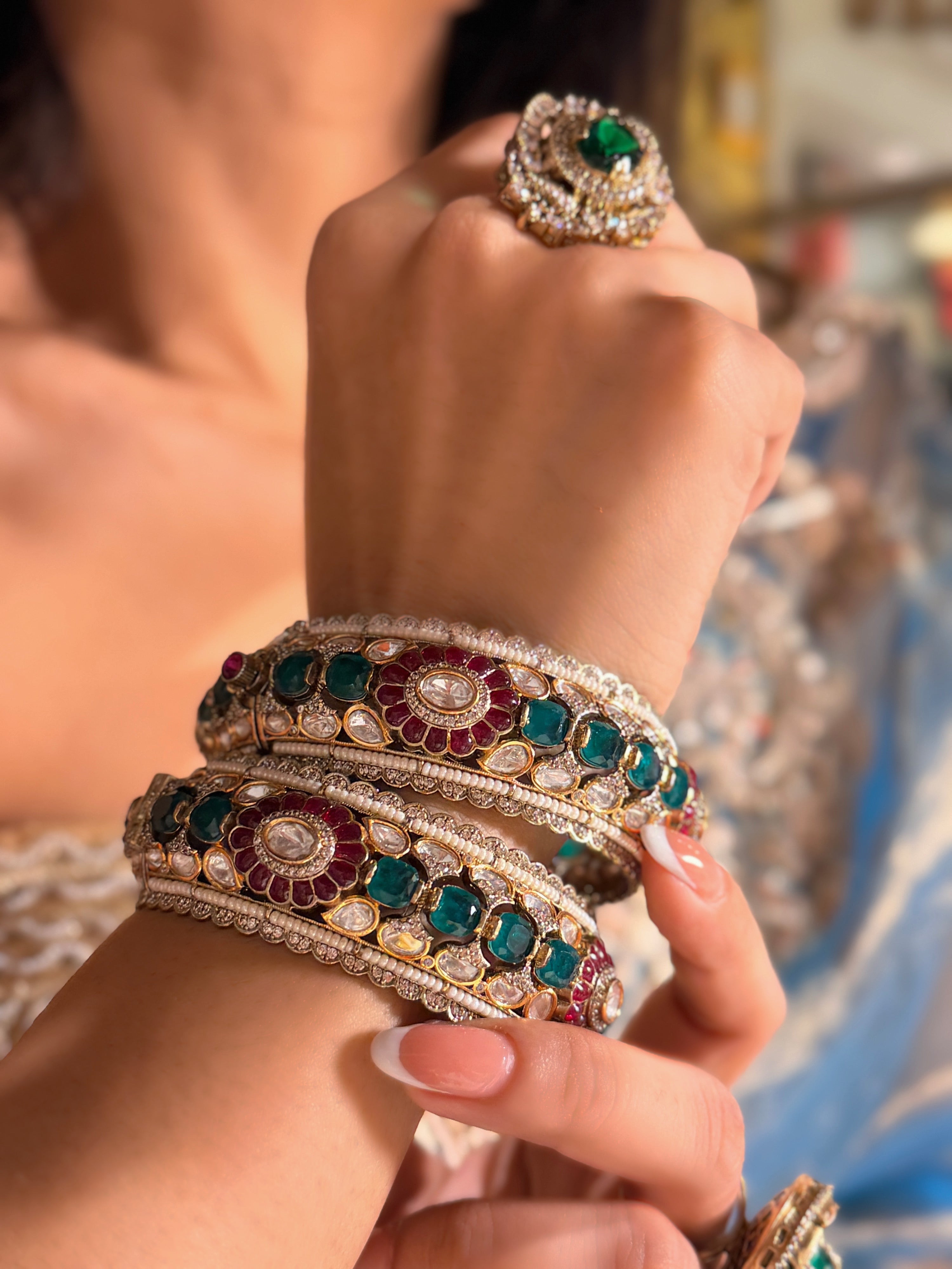 Tripti Ruby-Emerald Bangle