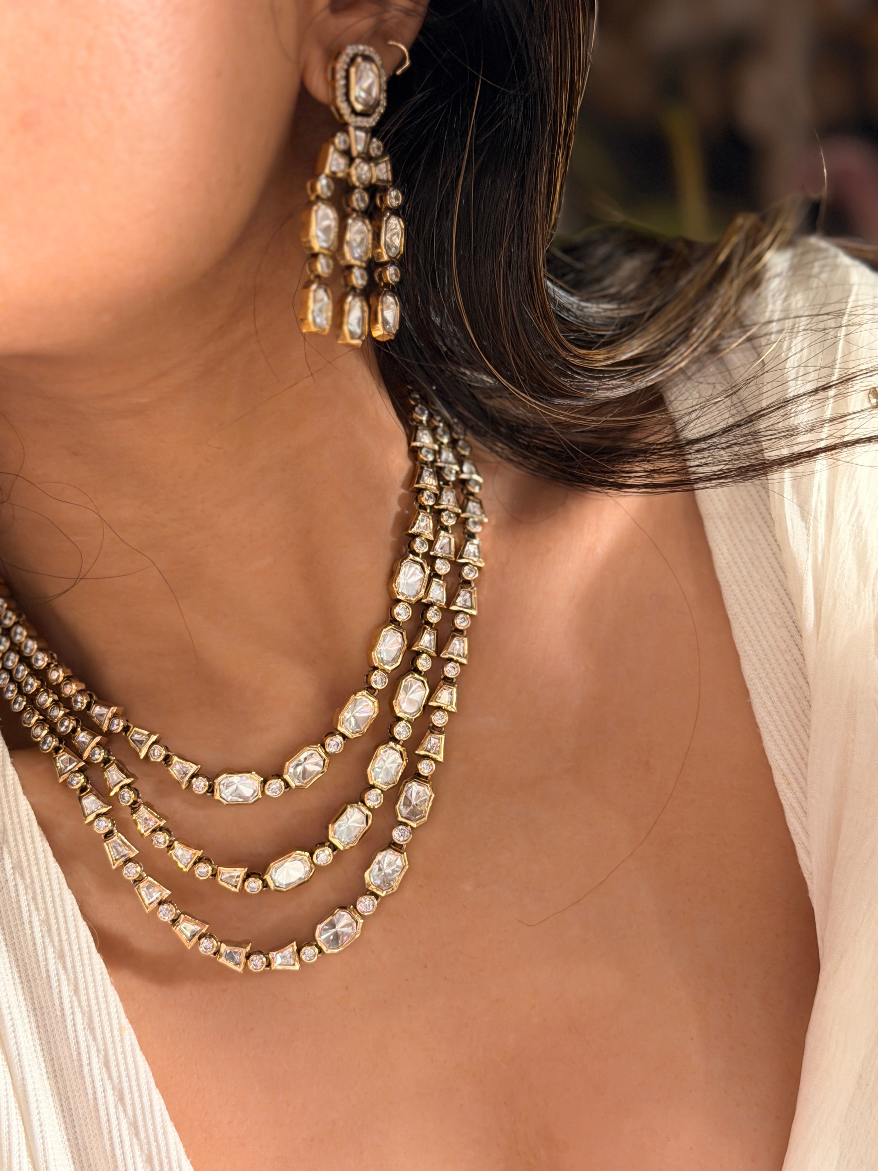 Moissanite Three Layerd Necklace