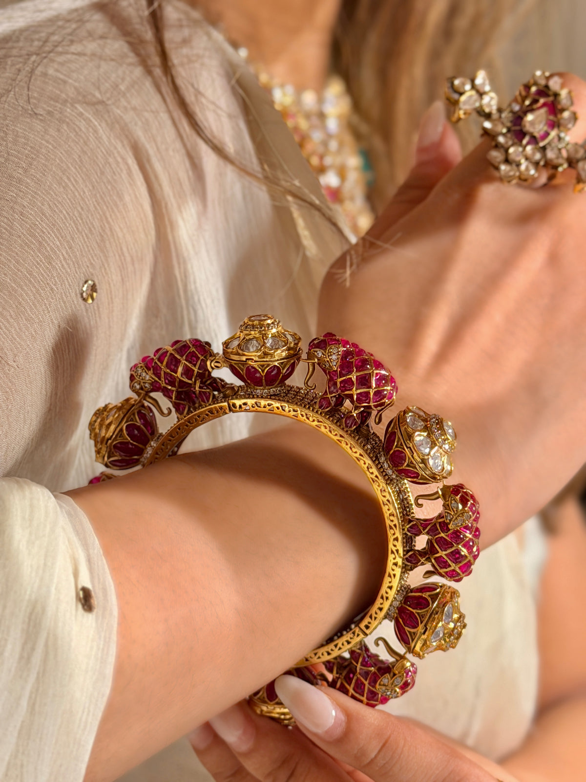 Mihika Ruby Gold Polki Bangle