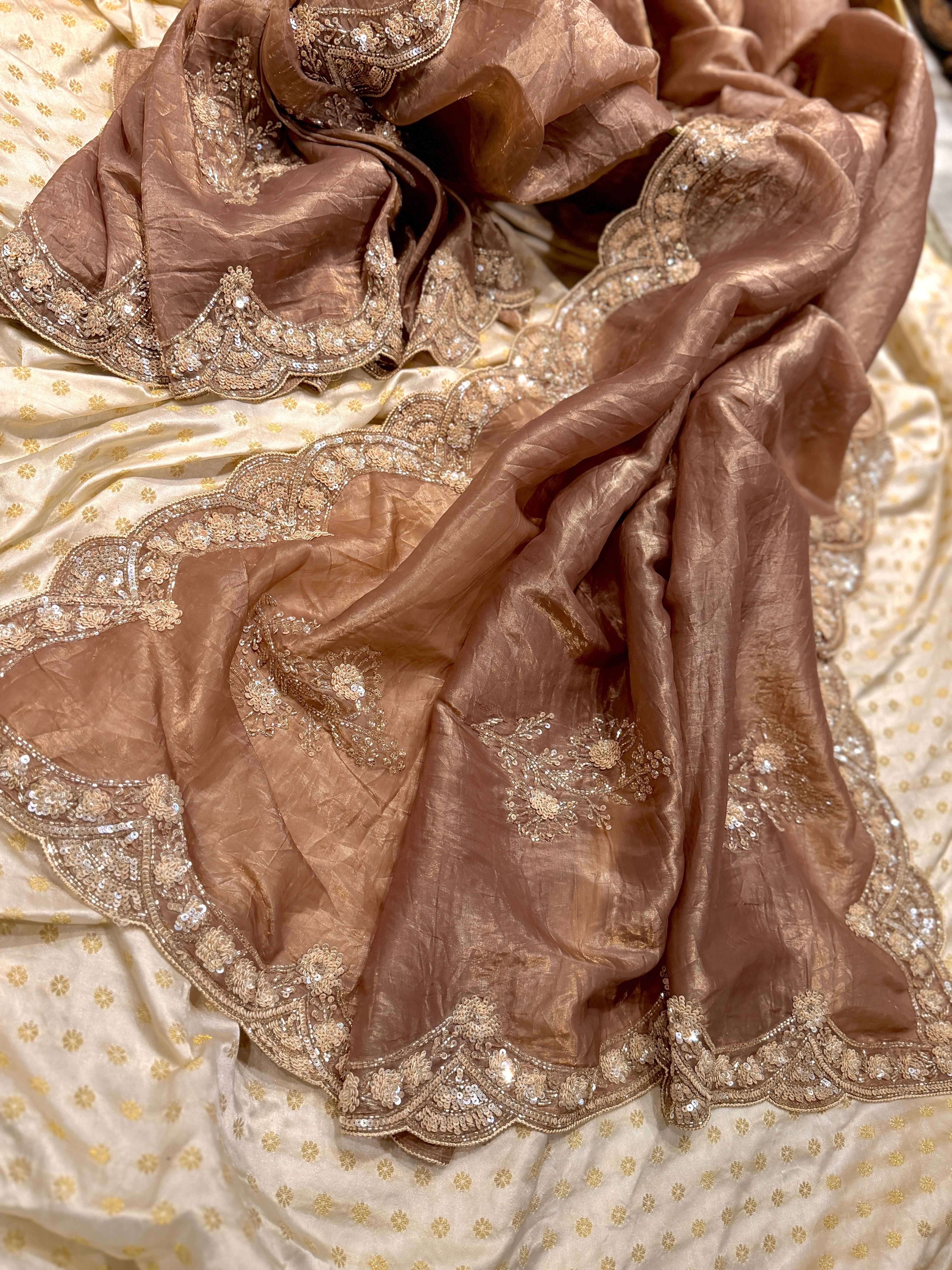 Crushed Butter Satin heavy Embroidered saree
