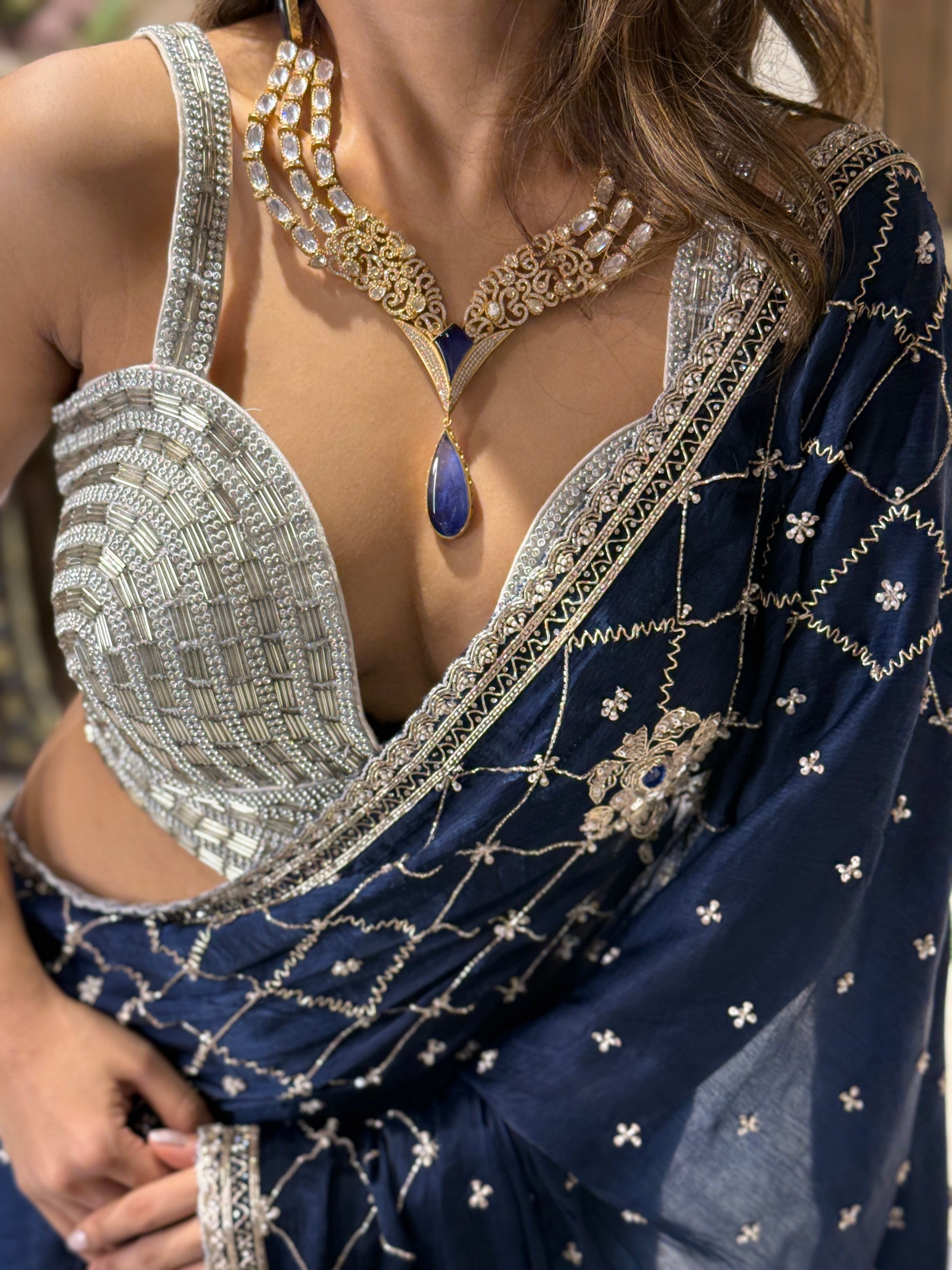 Azure Éclat Saree