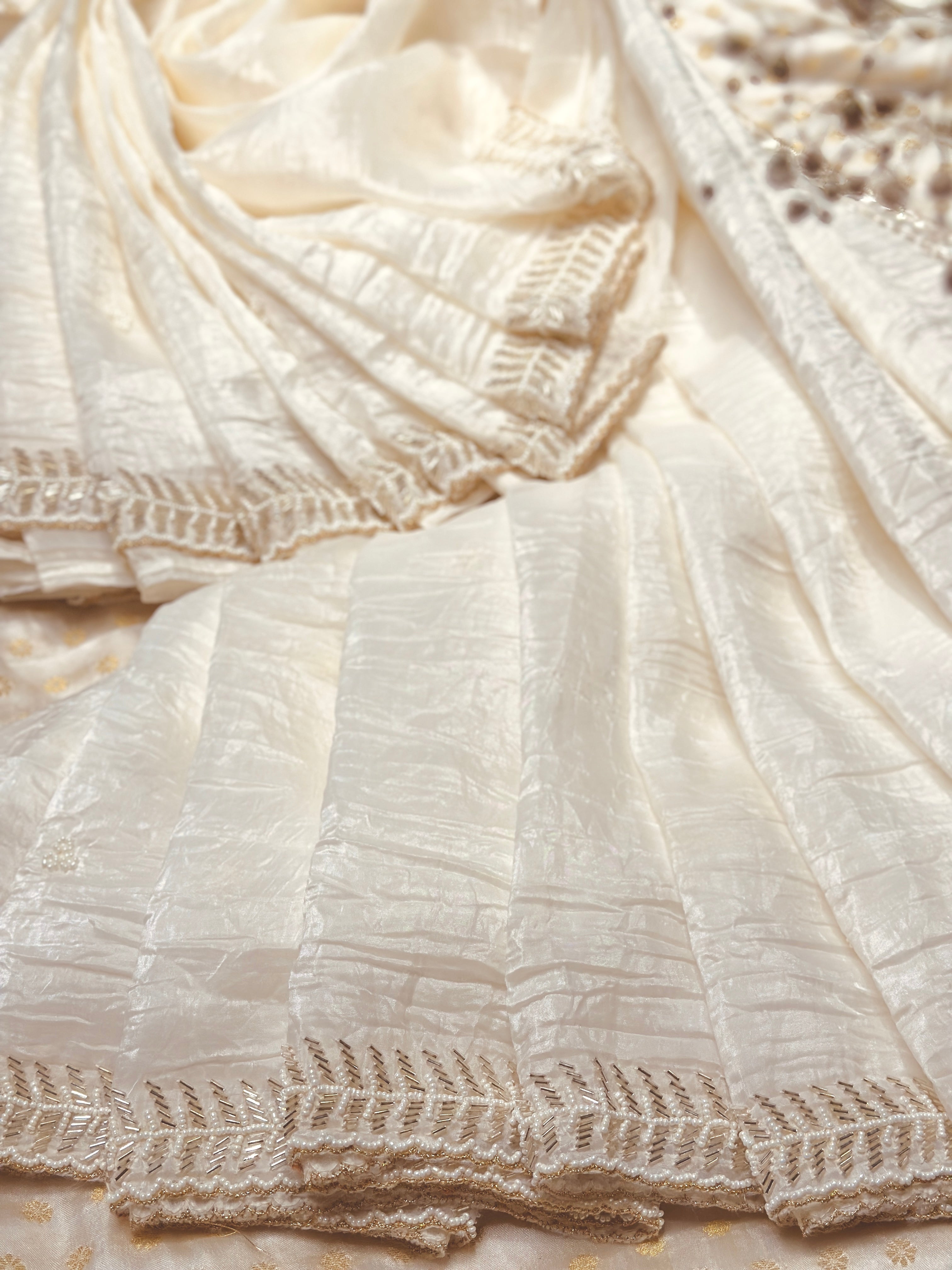 Chandni Zar Ivory saree