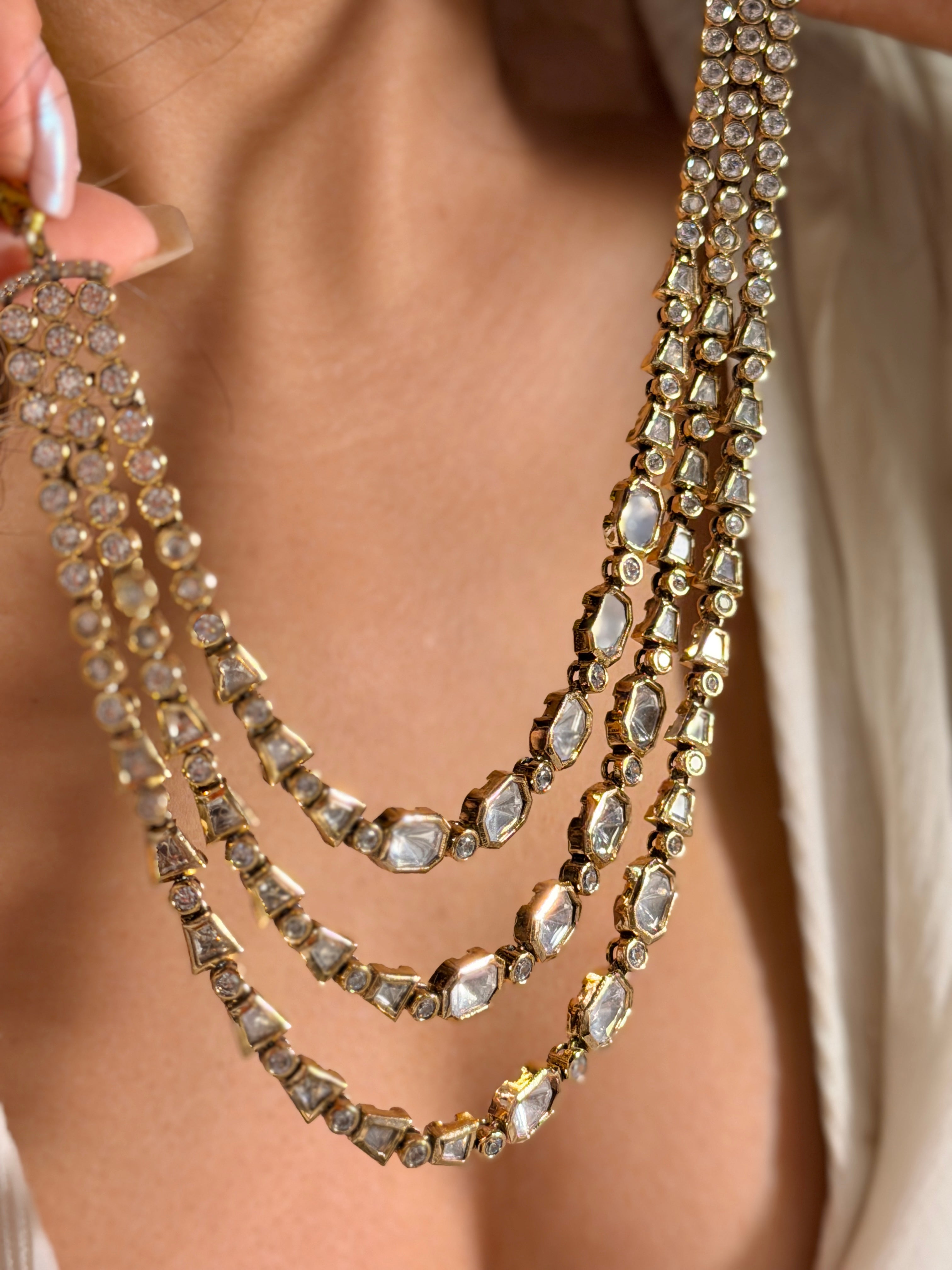 Moissanite Three Layerd Necklace