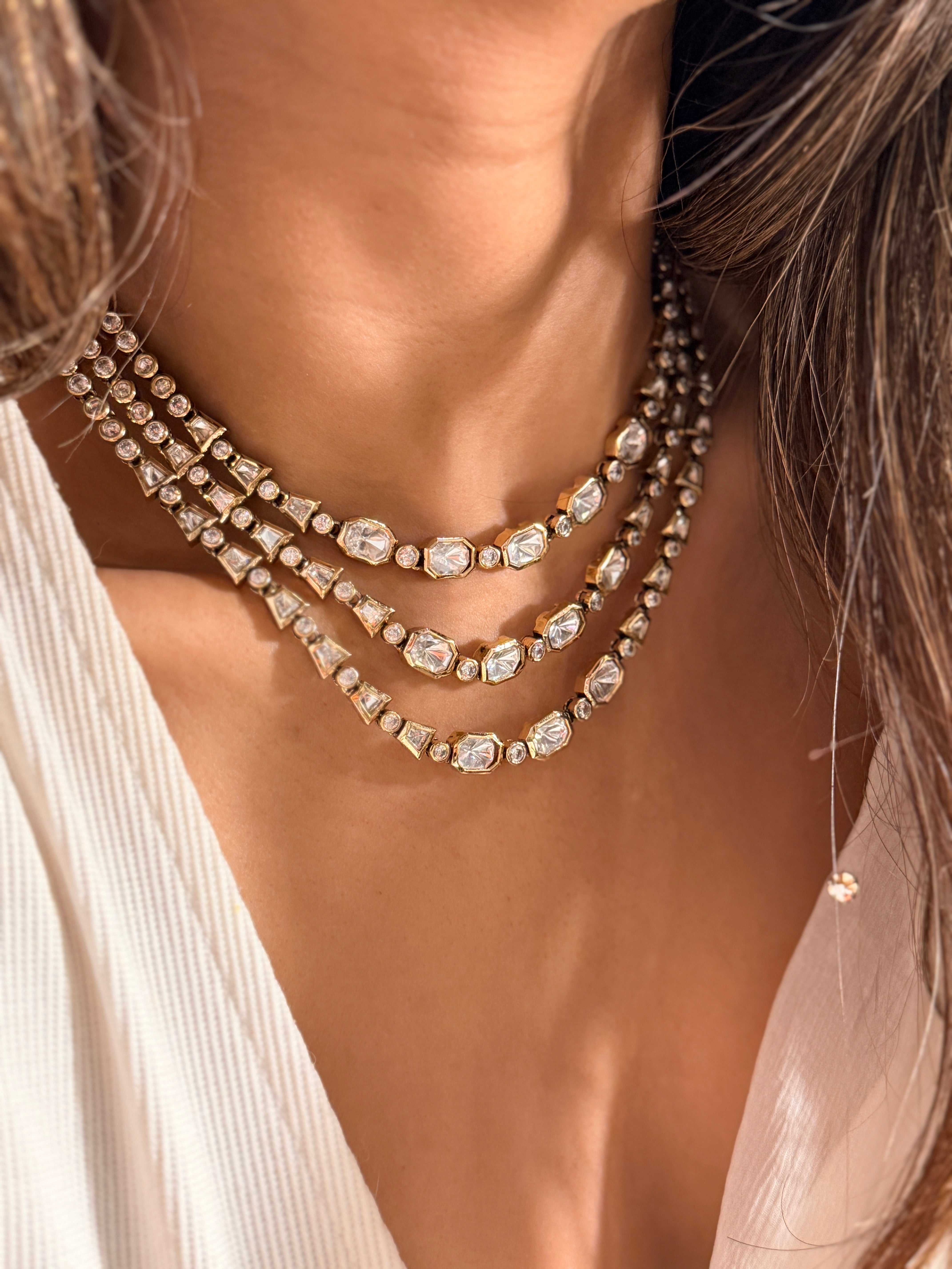 Moissanite Three Layerd Necklace