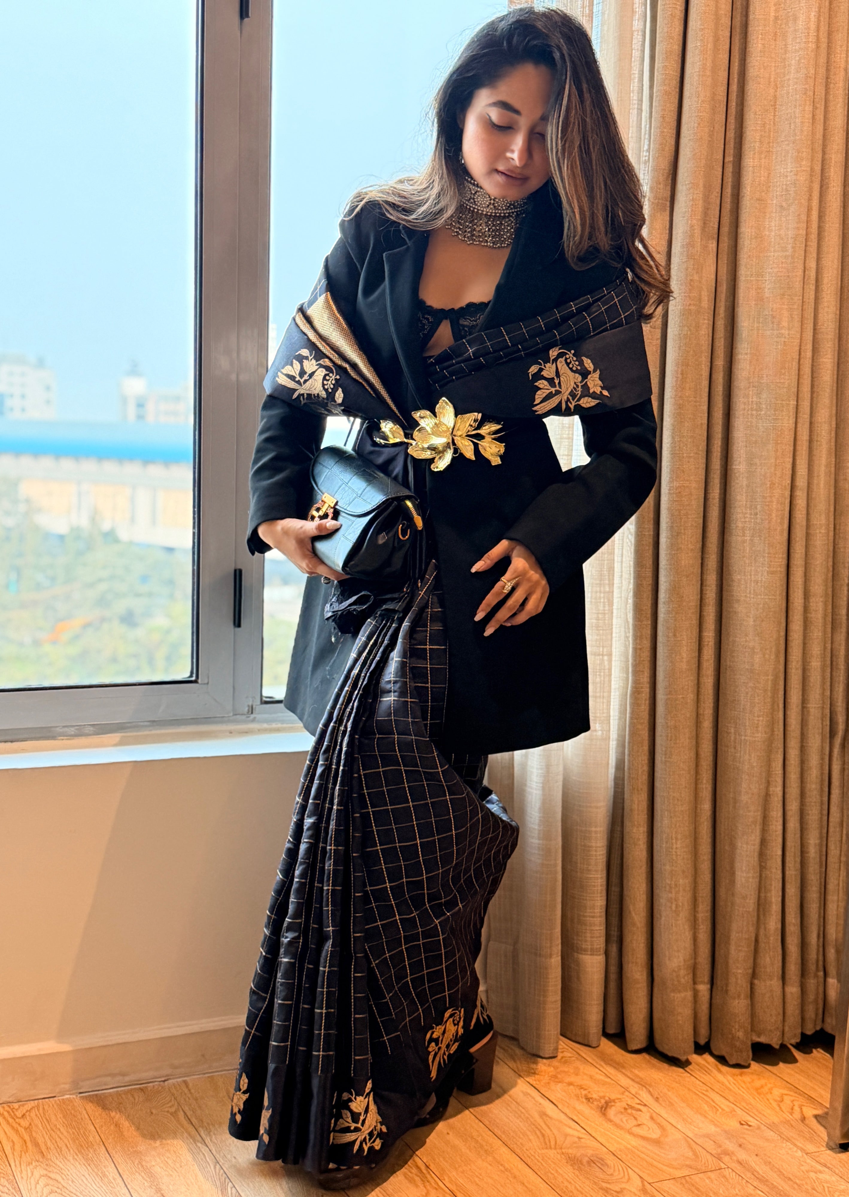 Checkers Glam Silk Saree