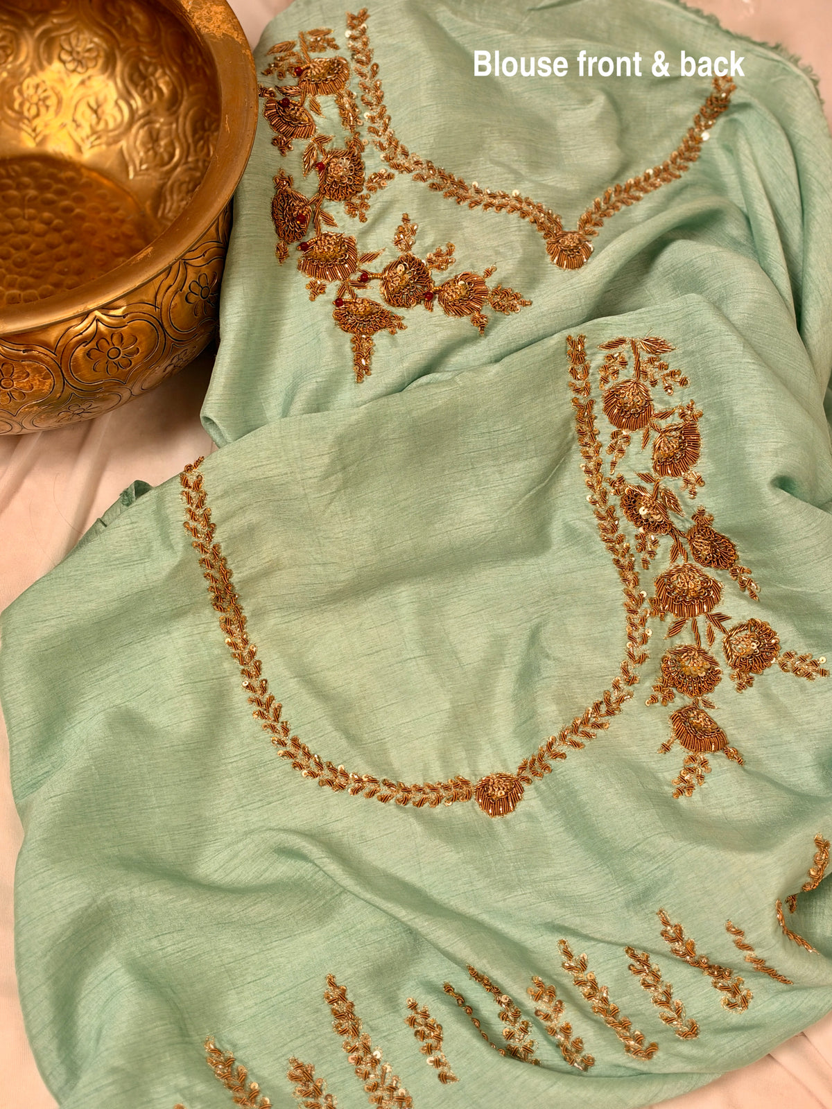 Sea-Green Latkan Zardosi Work Pure Organza Saree
