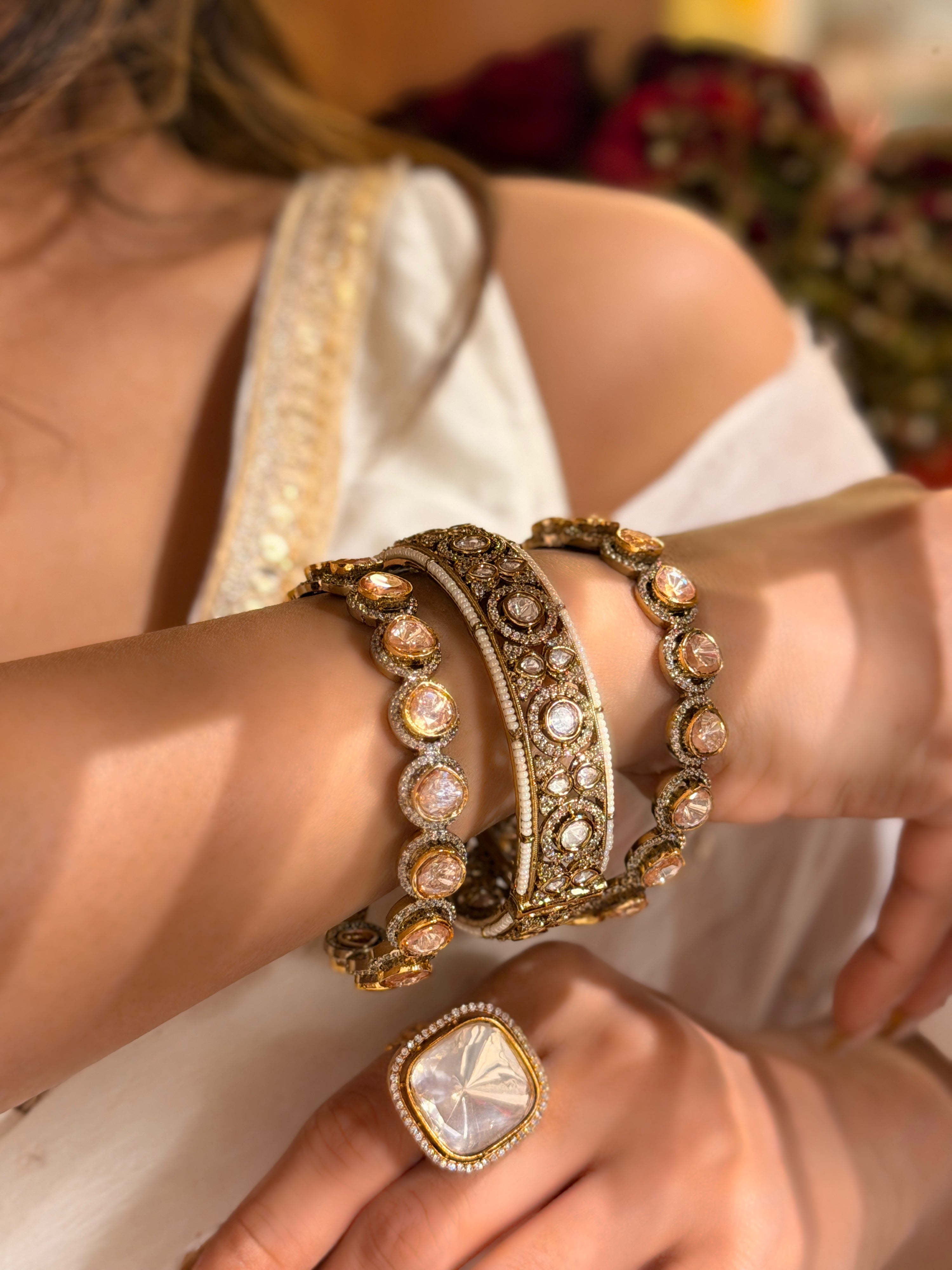 Moissanite Pearl Bangle