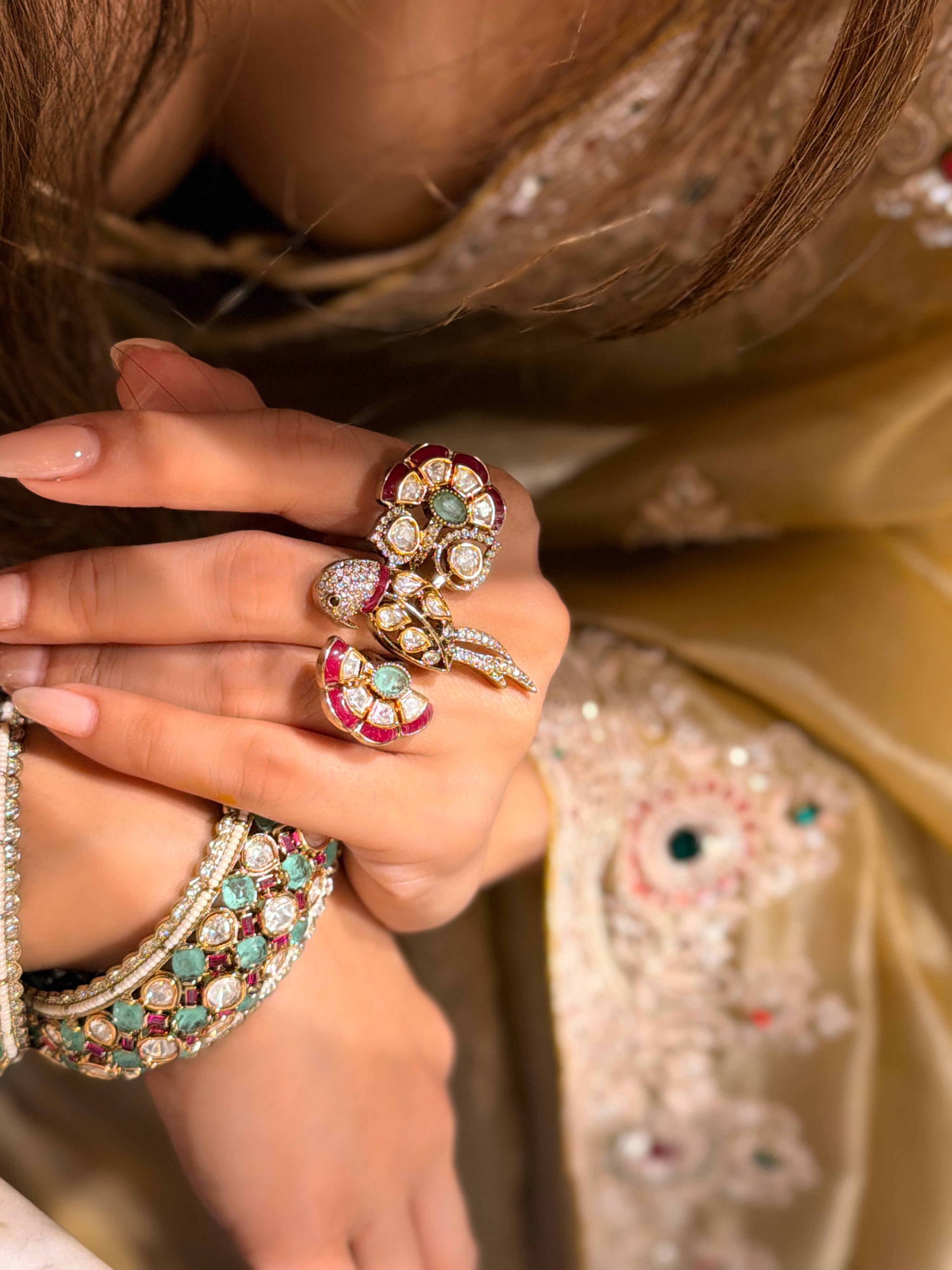 Celestial Parrot Bloom Ring - Mint