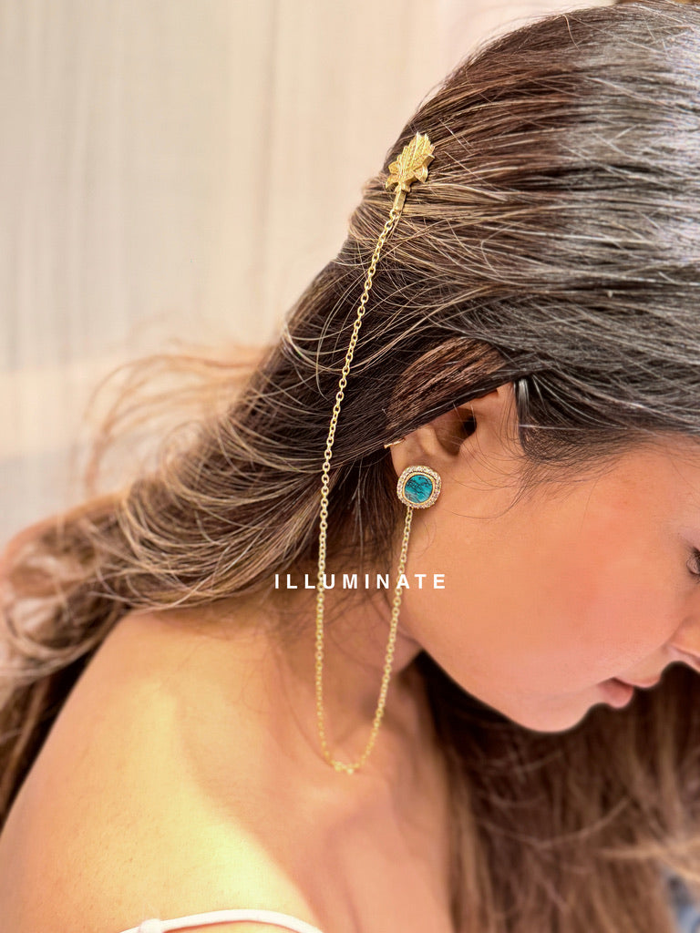 Lotus Ear chain stud