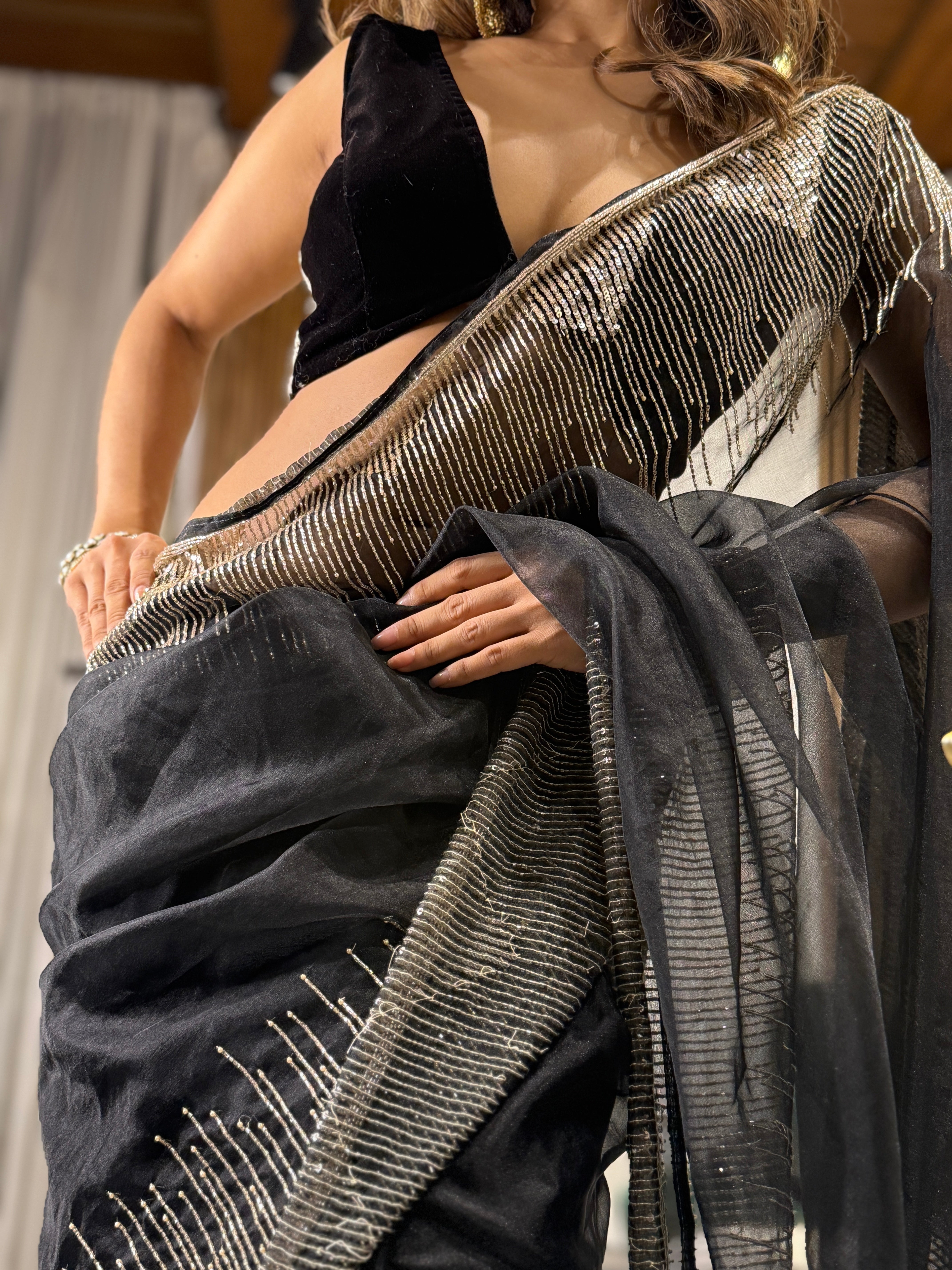 Midnight Black Galaxy Saree