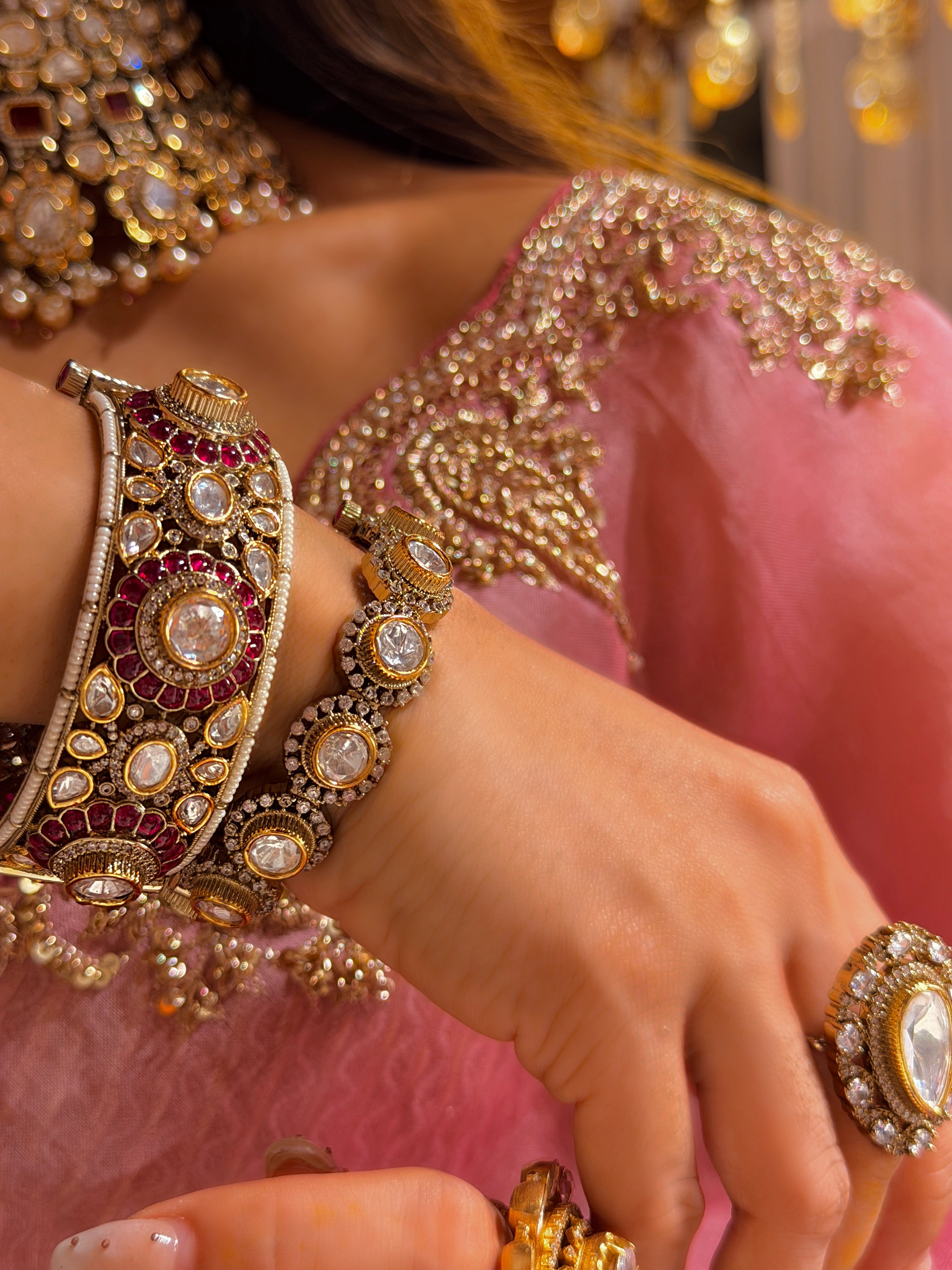 Mahodari Red polki Bangle