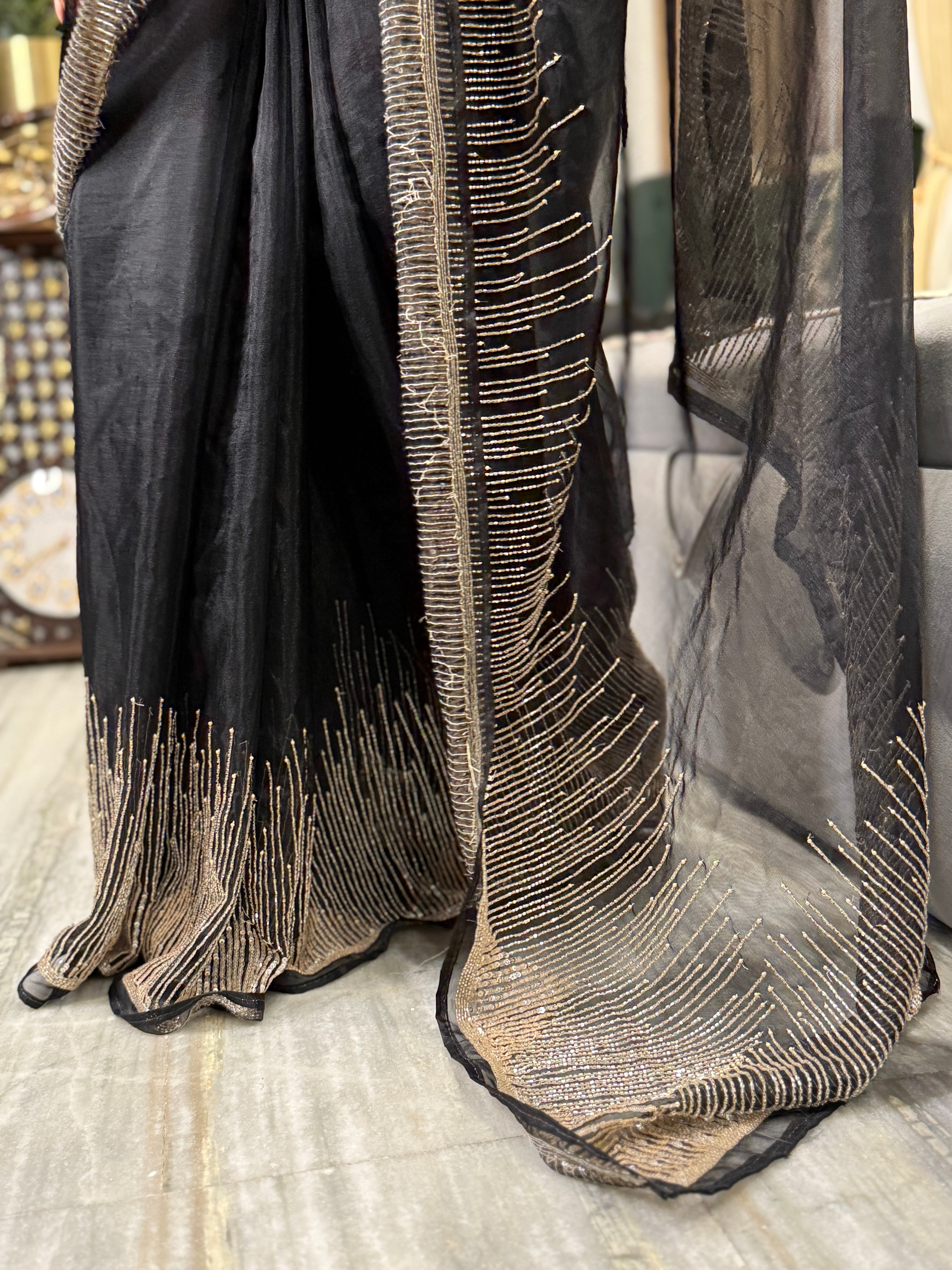 Midnight Black Galaxy Saree