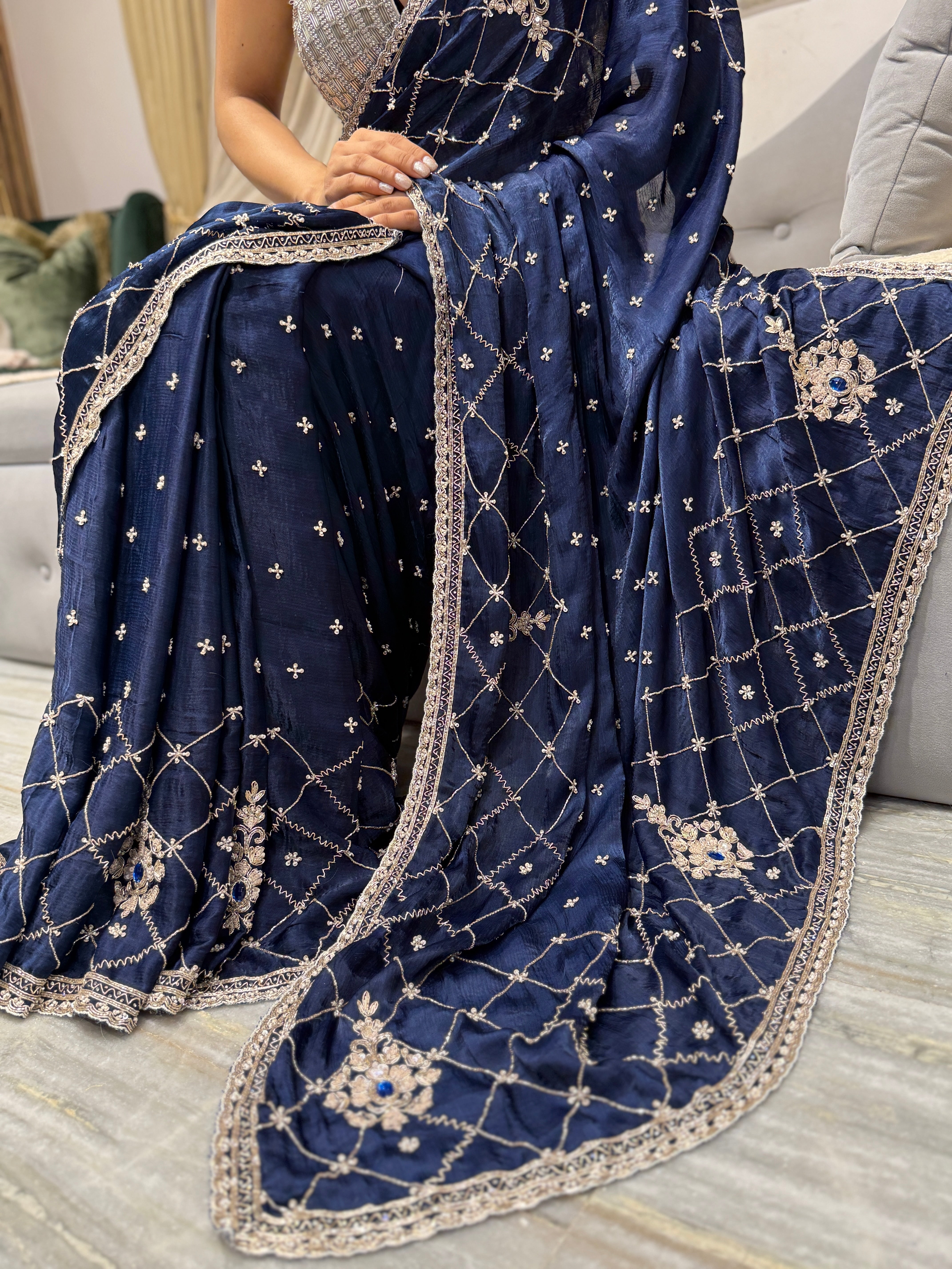 Azure Éclat Saree
