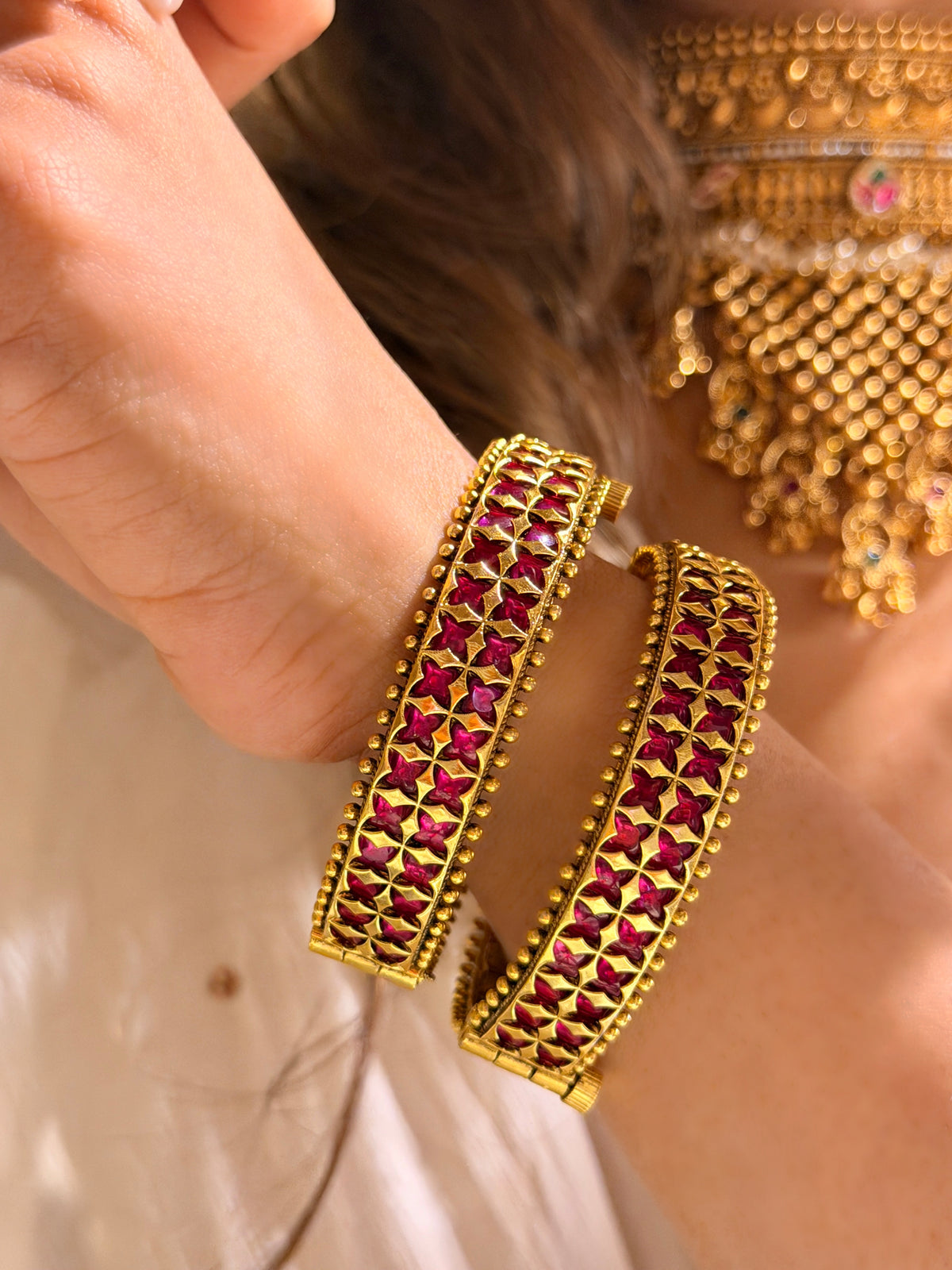 Sreenidhi Rajwadi Bangle - Ruby