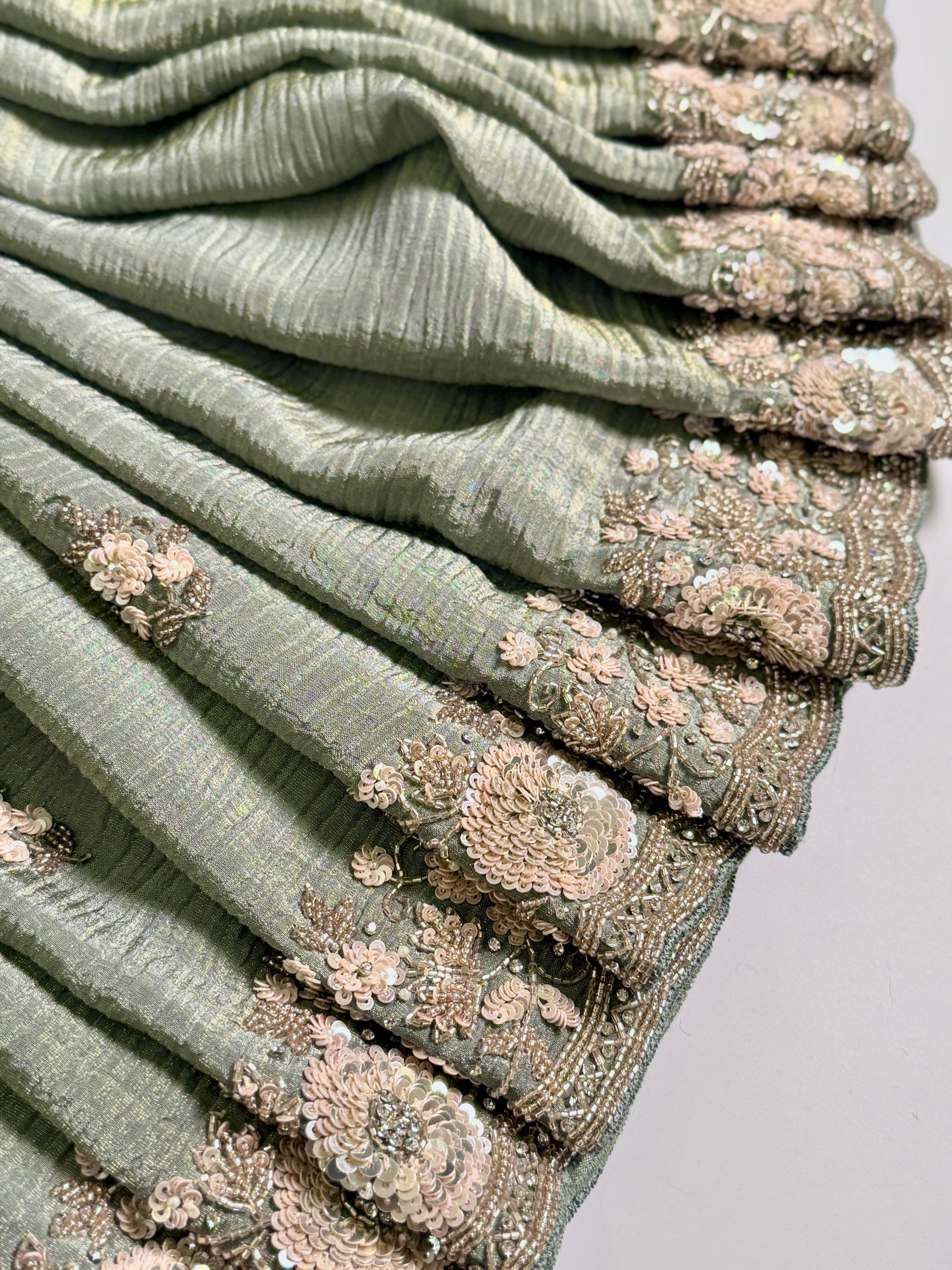 Sage sequin Dahlia Saree