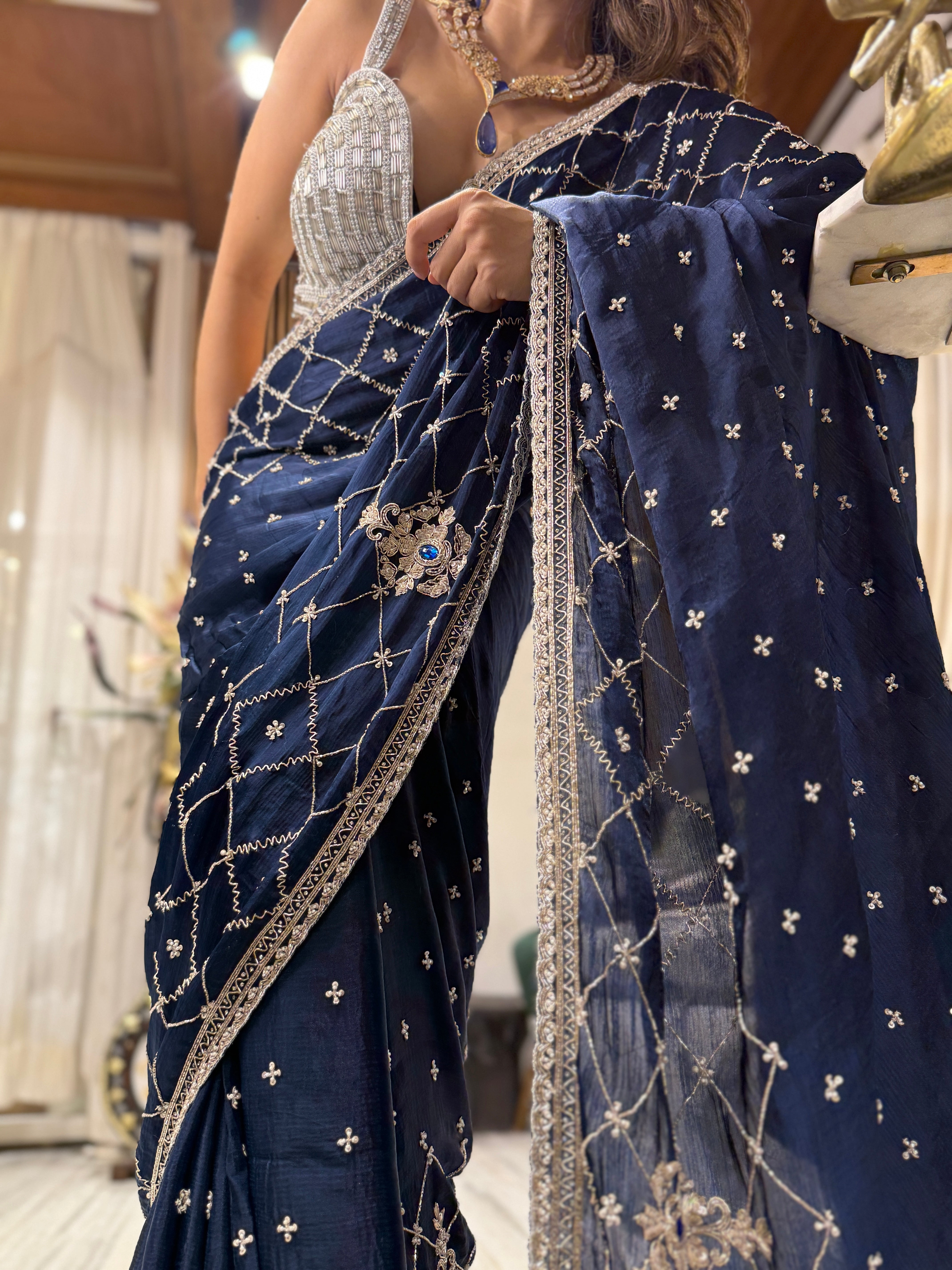 Azure Éclat Saree