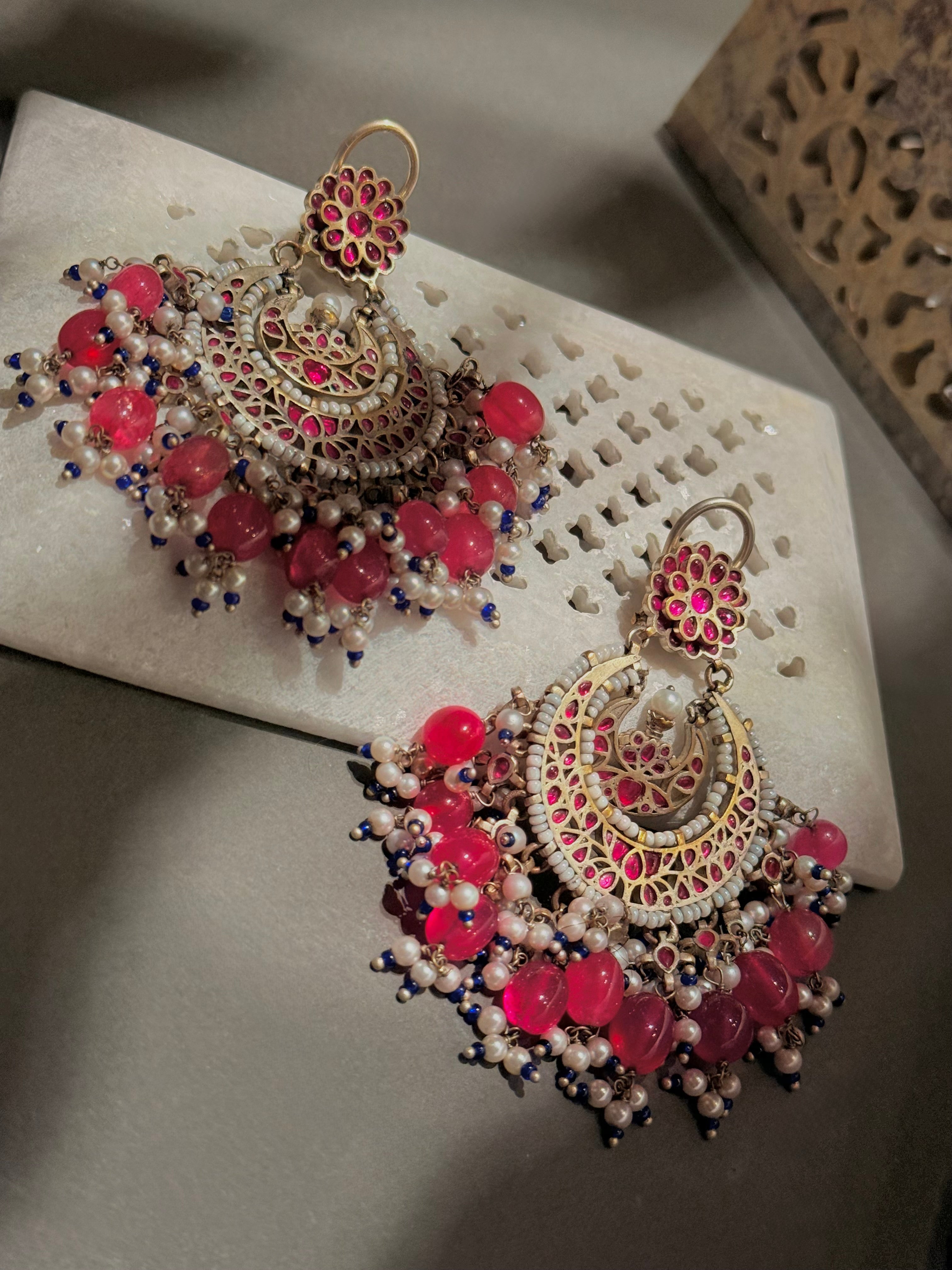 Ruby phool Chandbali - MAHIRA