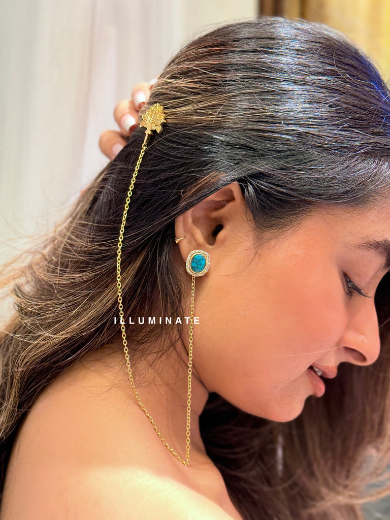 Lotus Ear chain stud