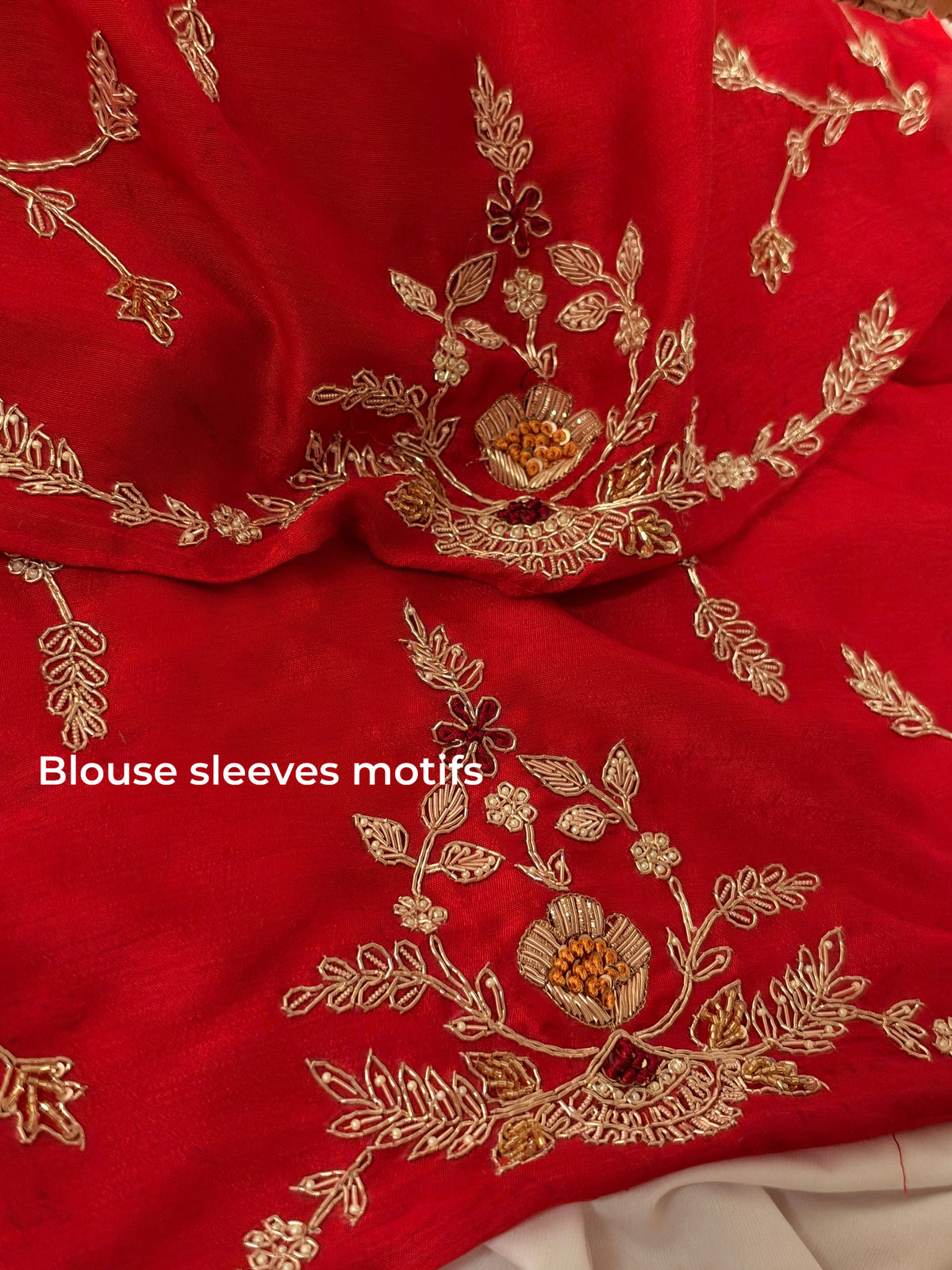 Laal Ishq zardosi kora Banarasi saree