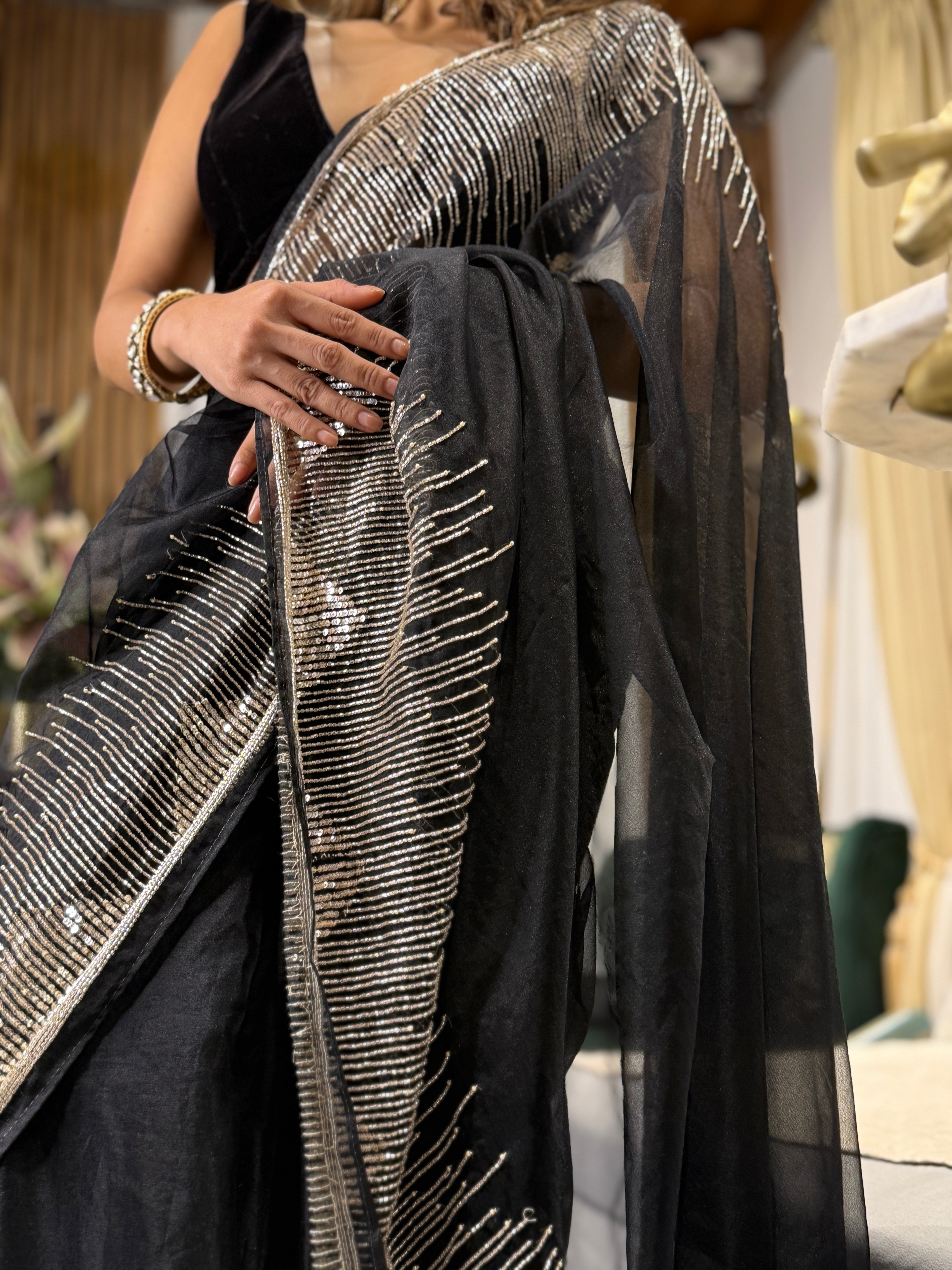 Midnight Black Galaxy Saree