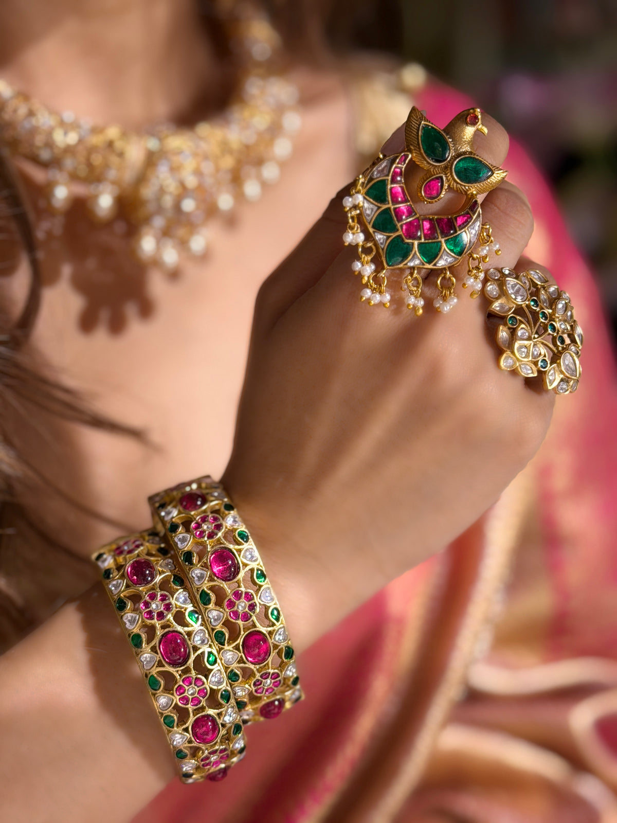 Niharika Jadau Kundan Bangle - Ruby