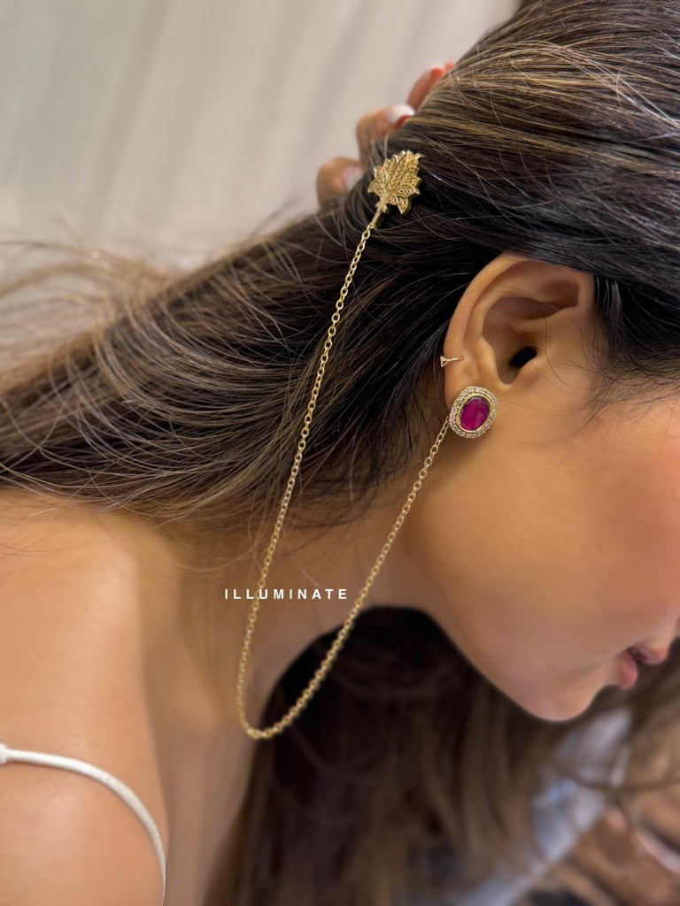 Lotus Ear chain stud