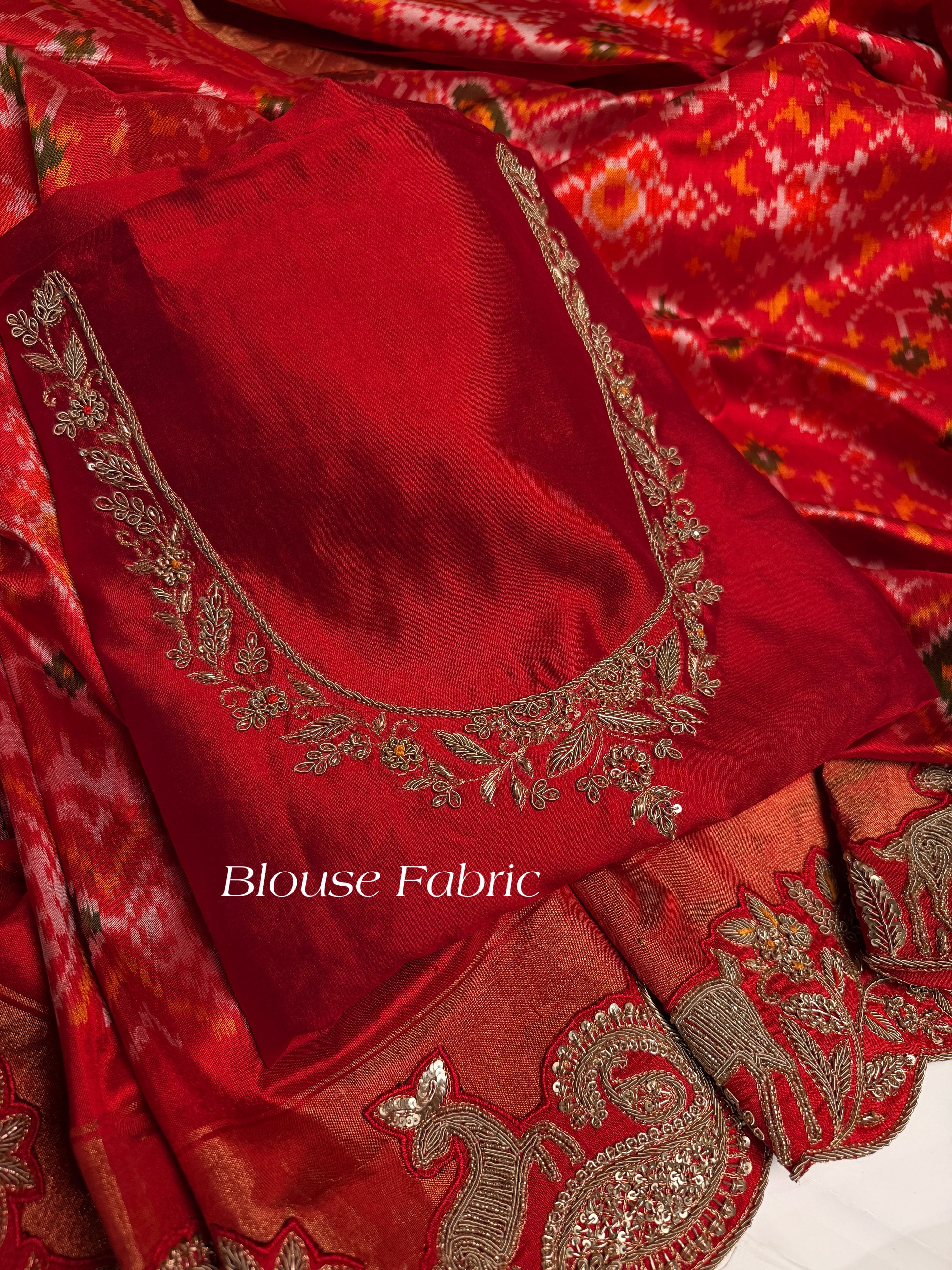 Double Ikkat pure Patola silk with zardosi heavy hand-embroidery