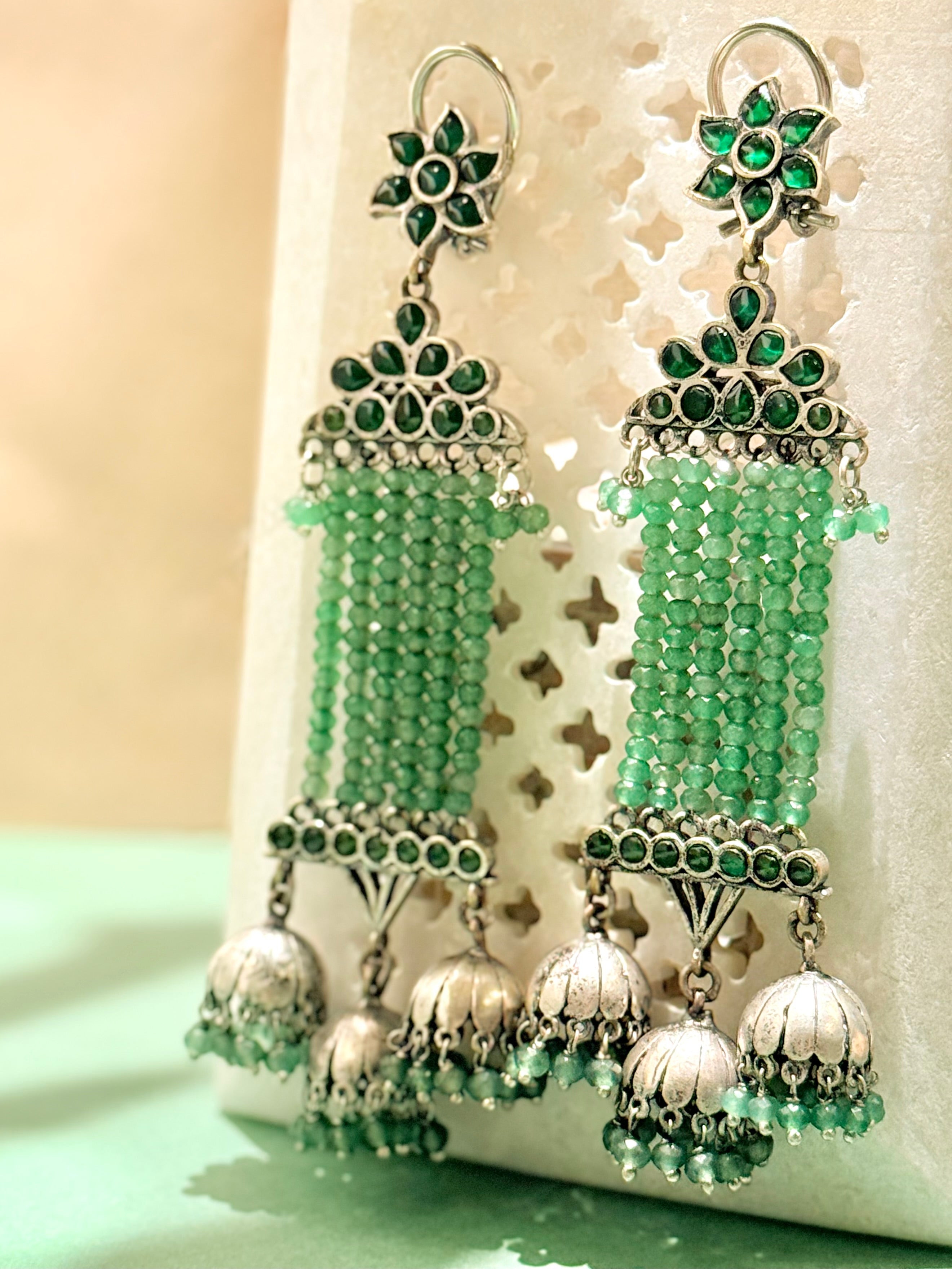 Hara crystal jhumki dangler - Mahira