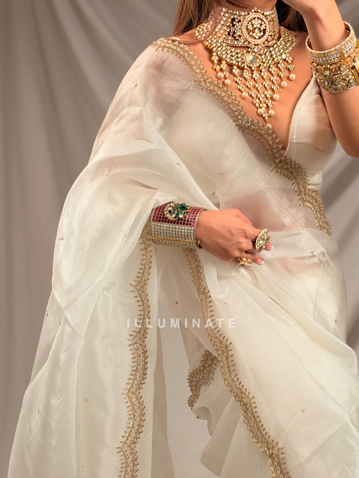 Ivory Moonlight Saree