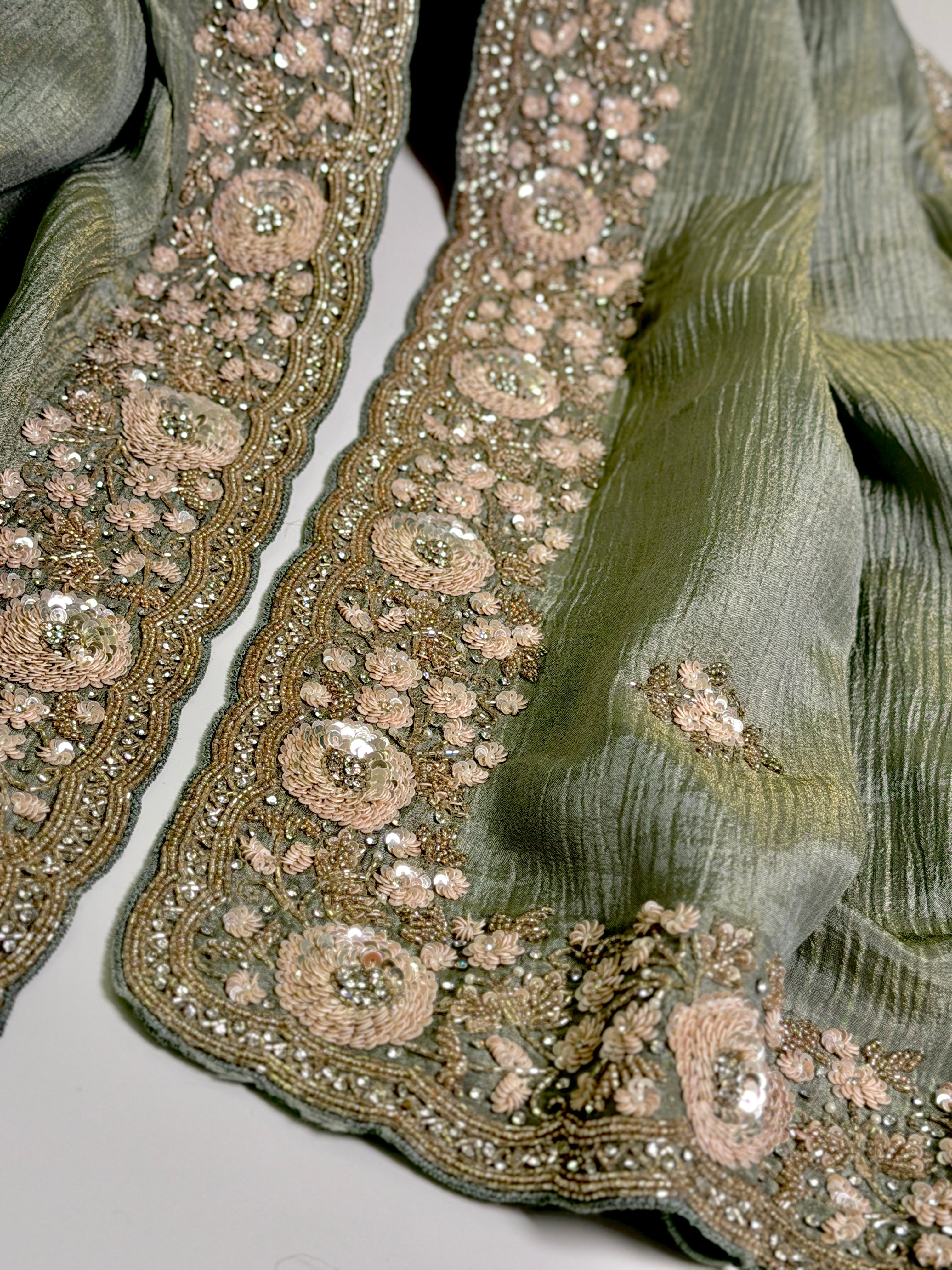 Sage sequin Dahlia Saree
