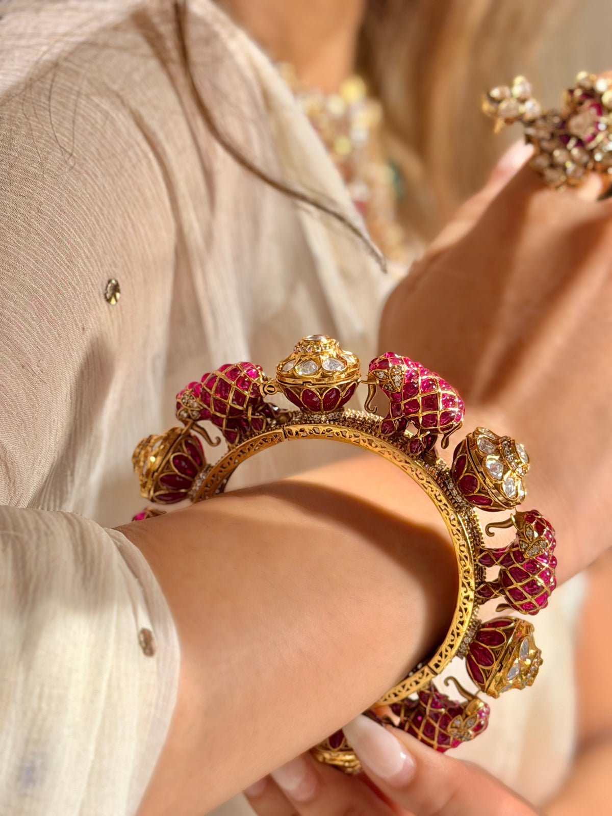 Mihika Ruby Gold Polki Bangle