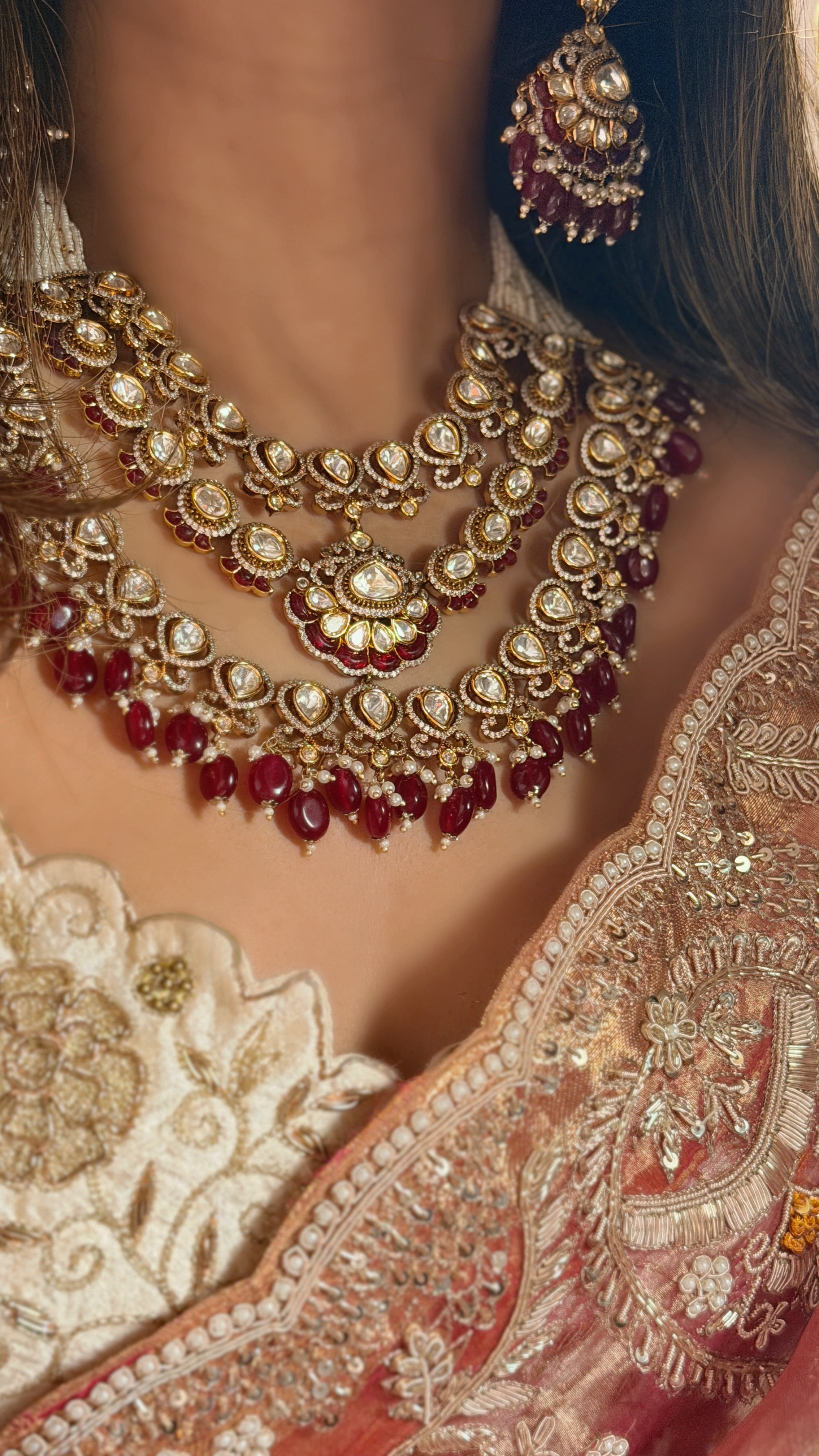 Shreema Leheriya Necklace -Ruby