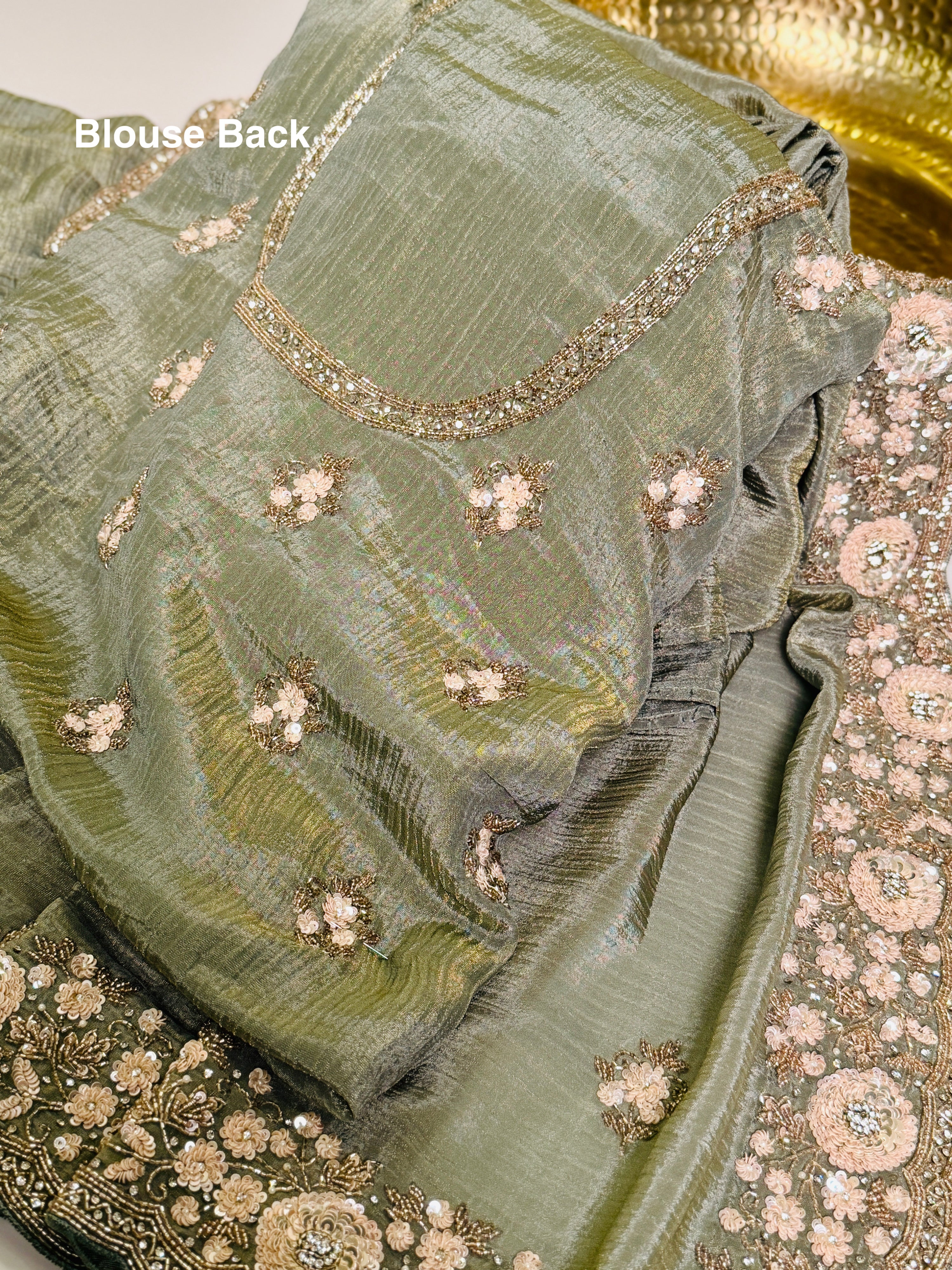 Sage sequin Dahlia Saree
