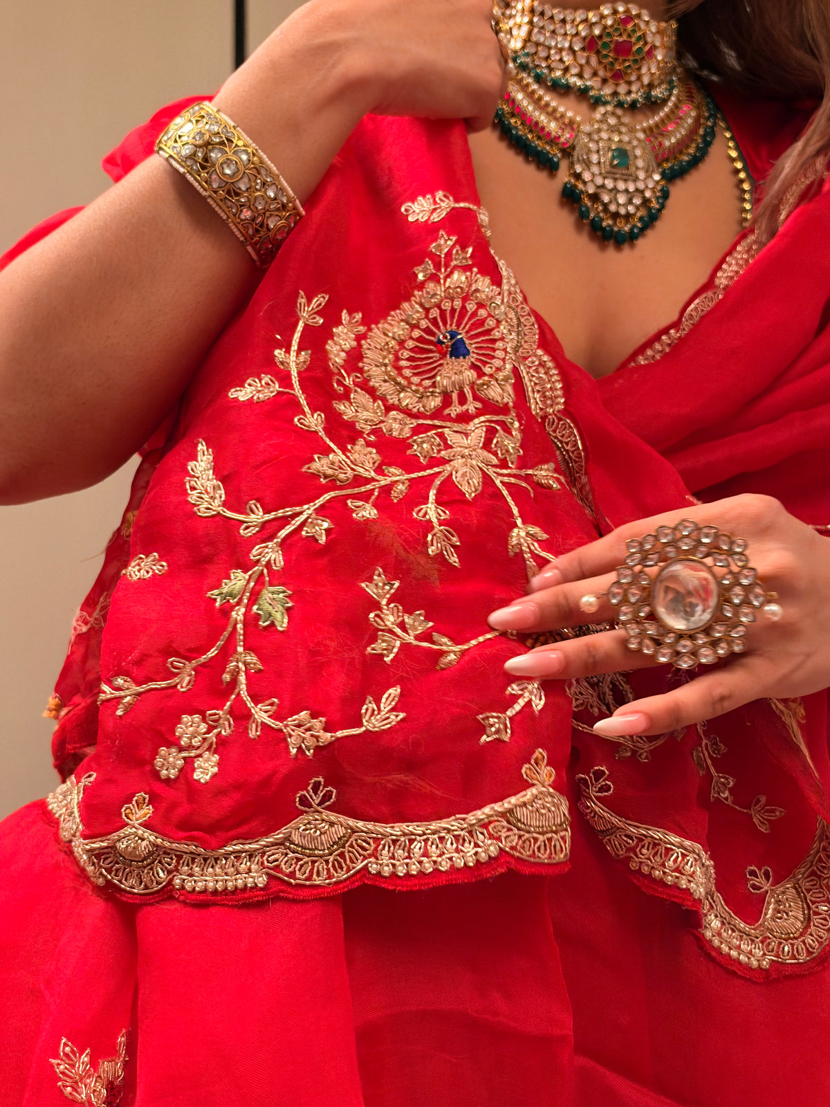 Laal Ishq zardosi kora Banarasi saree